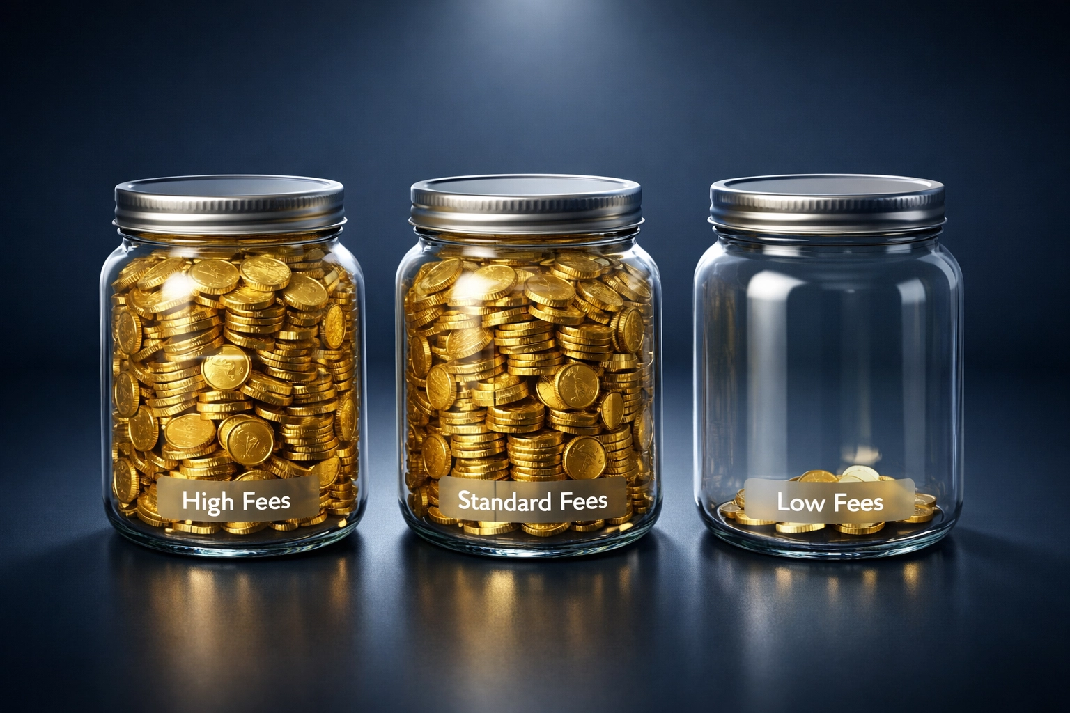 Three jars comparison showing NOWPayments and CoinPayments high fees versus Larecoin's minimal merchant costs