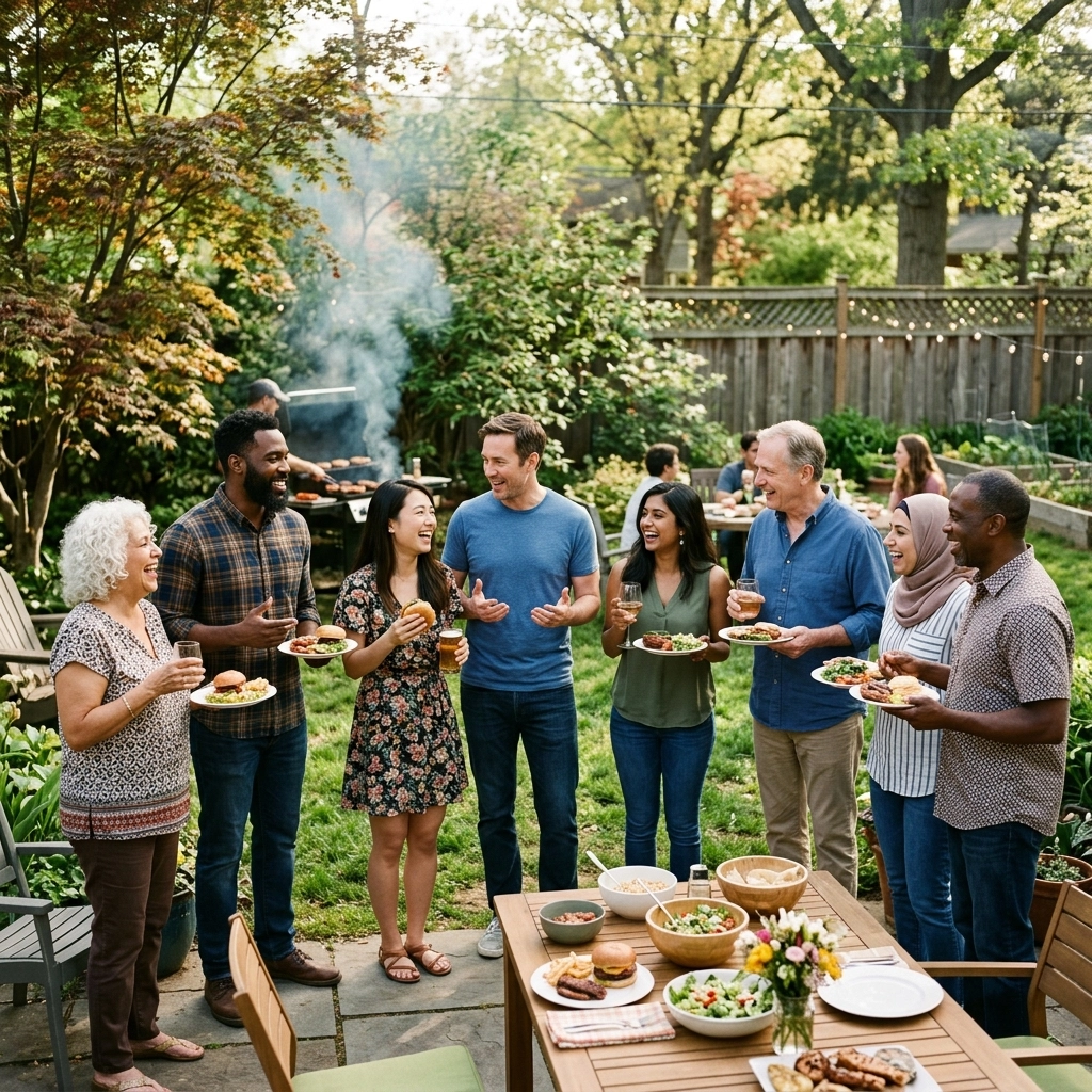 Neighbors enjoying spring together