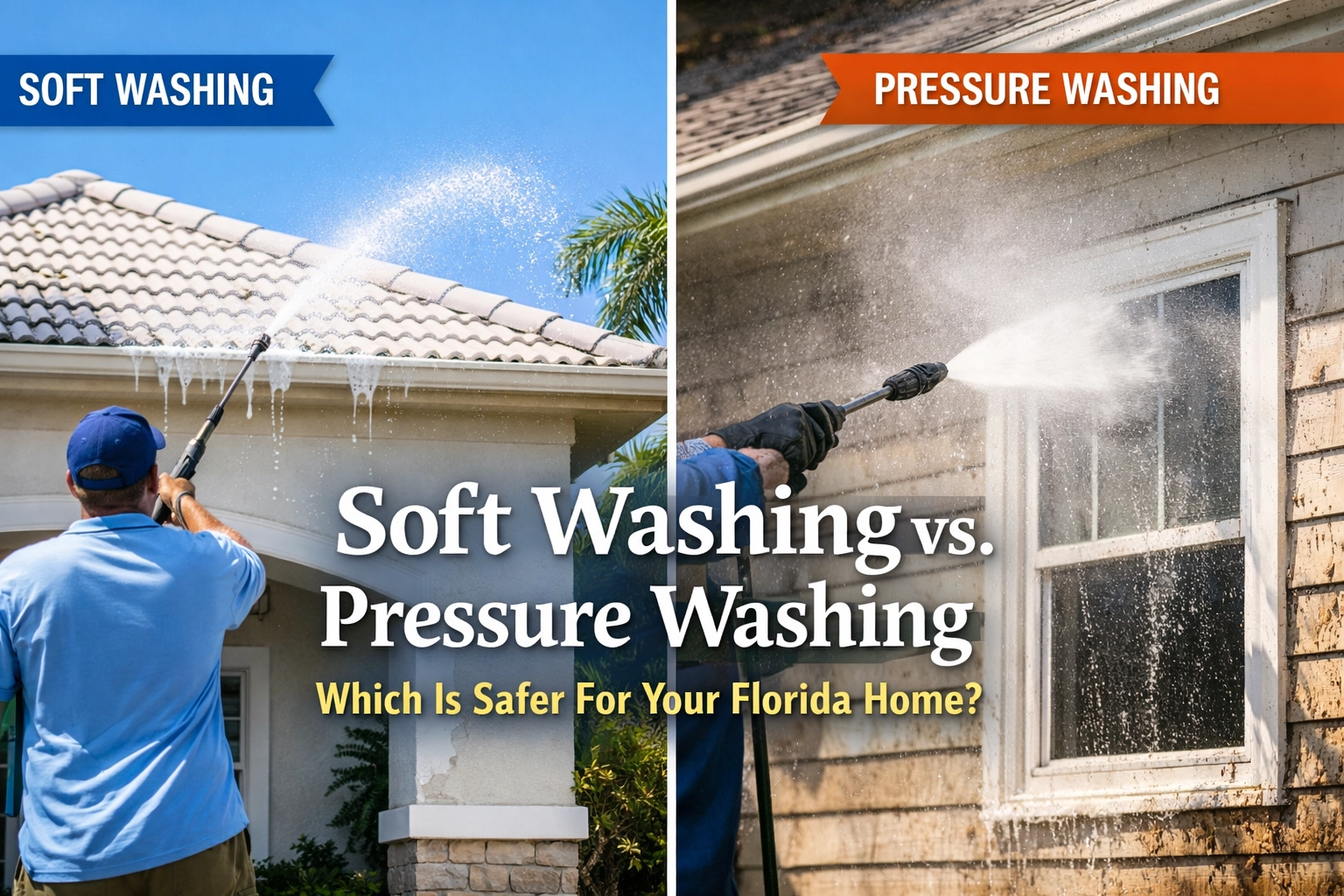 [HERO] Soft Washing vs. Pressure Washing: Which Is Safer For Your Florida Home?