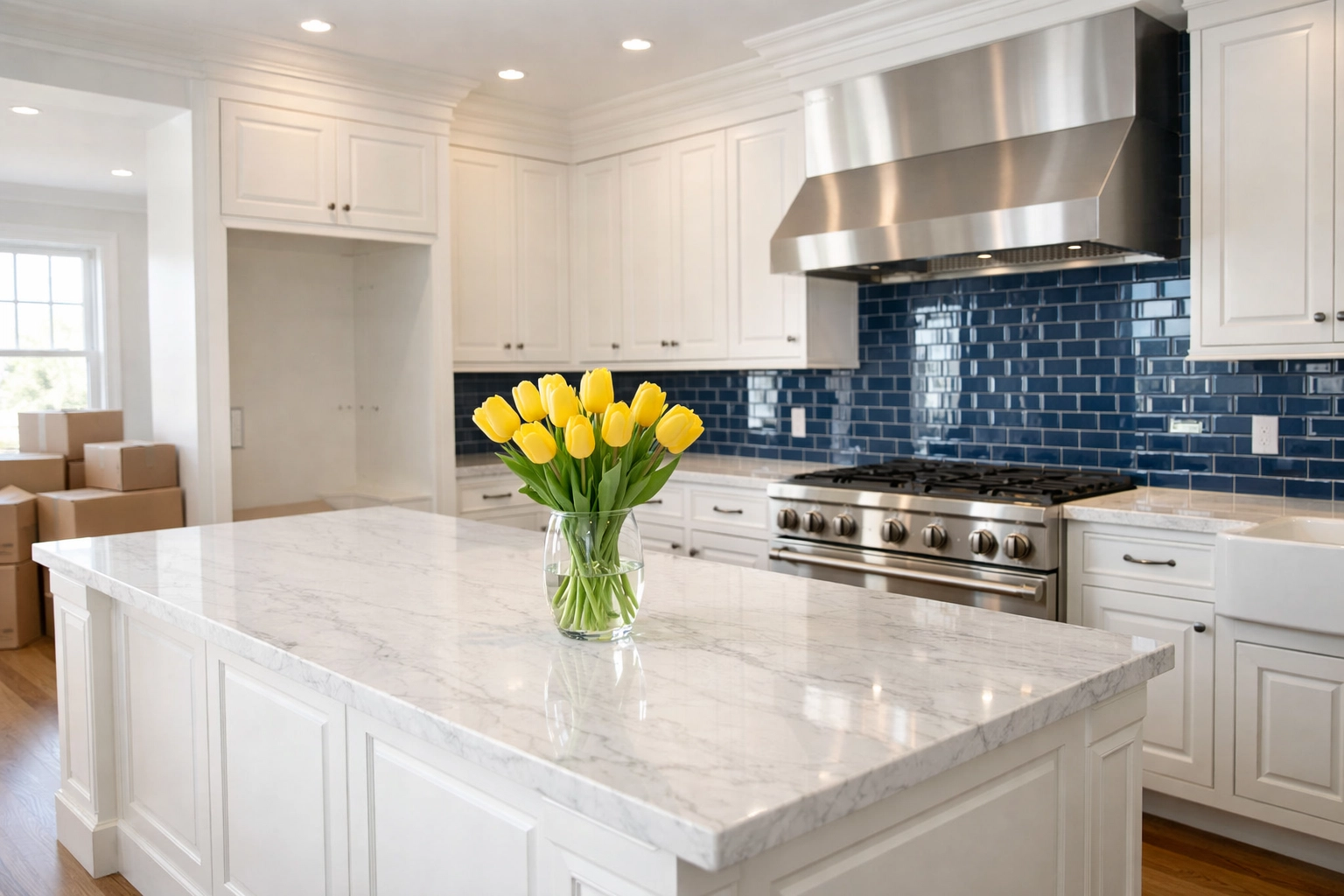 Sanitized luxury kitchen ready for new residents after deep house cleaning Ashburnham MA.