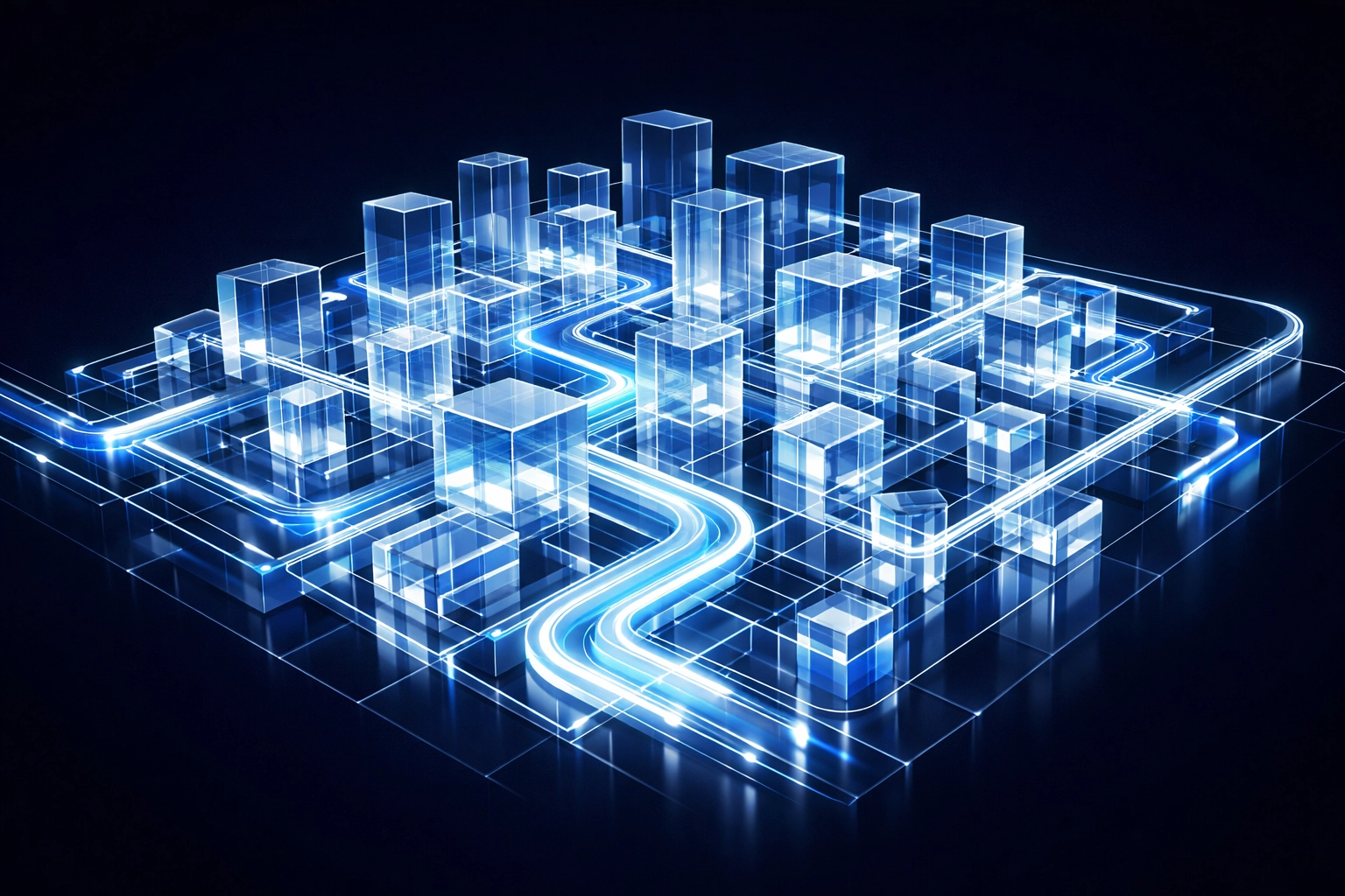 Organized digital data structure representing transparent business workflows and AI automation outcomes.