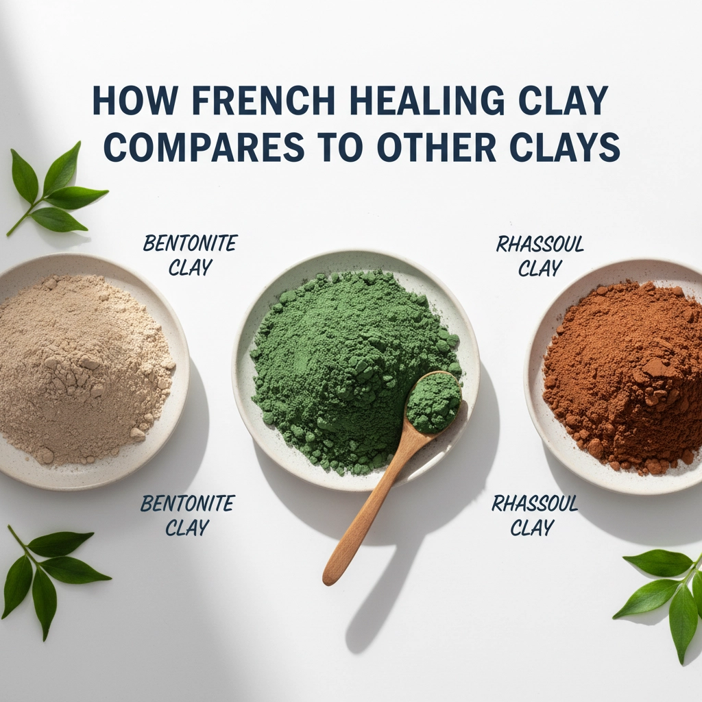 French Healing Clay comparison showing different clay types and their benefits