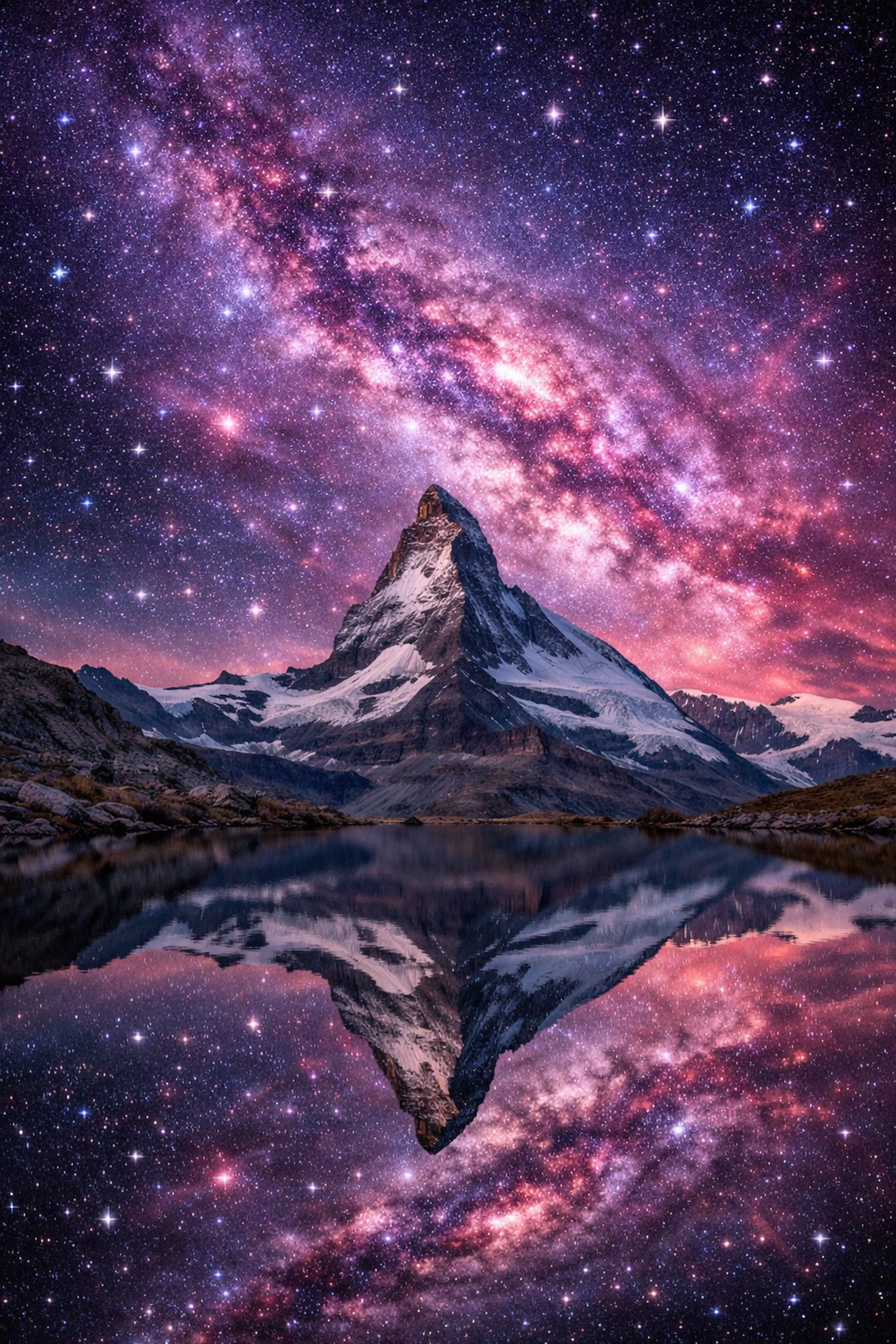 A landscape with a galaxy sky created through photo editing, showcasing why photography news matters for artists.