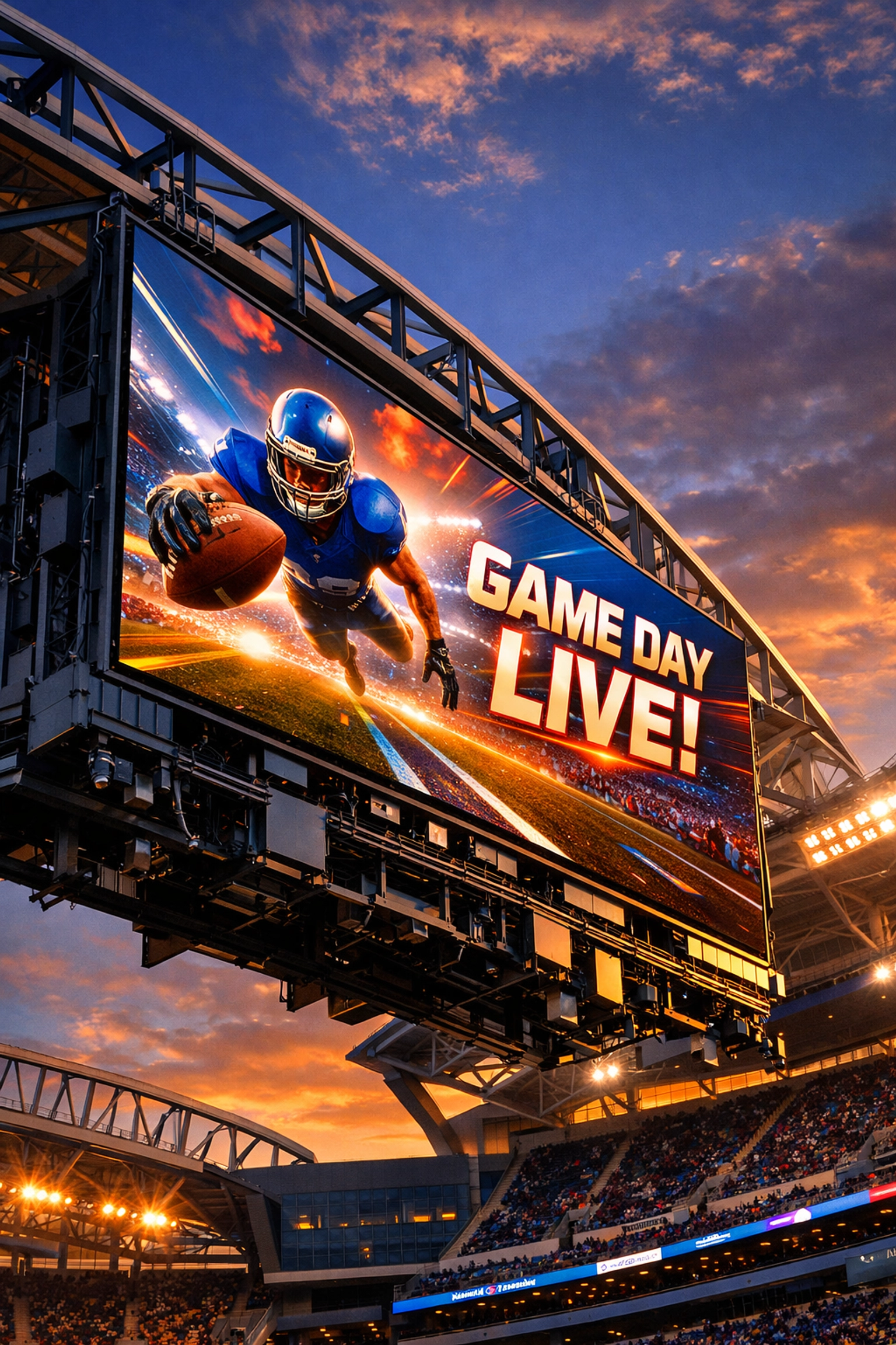 Modern digital billboard installation at sports venue showcasing advertising technology