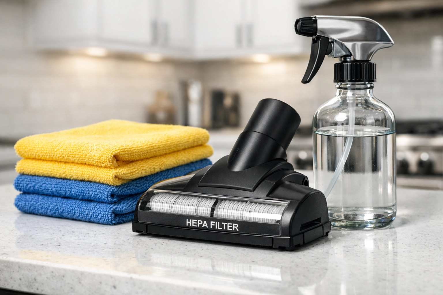 Professional grade tools used for thorough high-quality house cleaning in Westford homes.