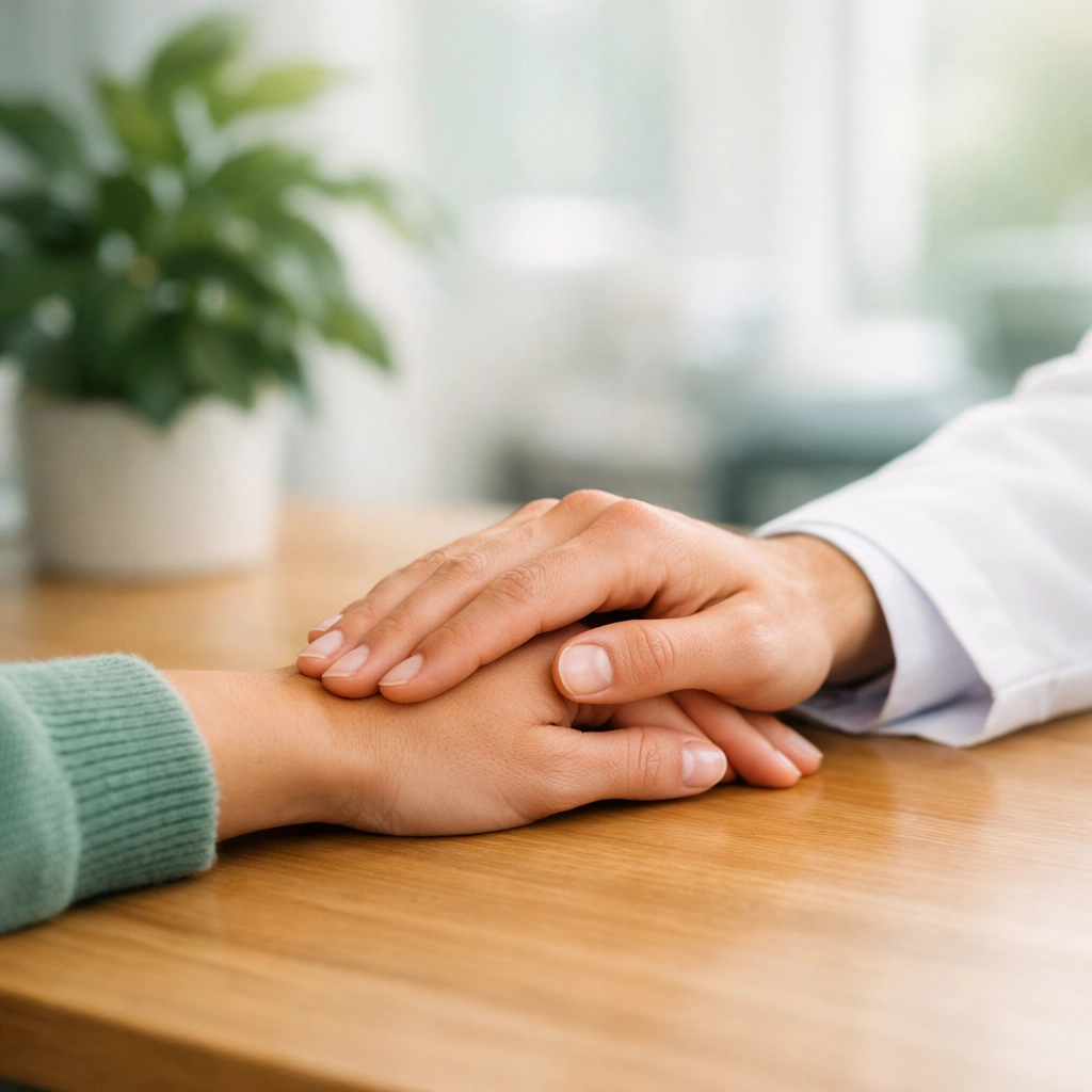 A supportive clinical interaction between a provider and patient to manage menopause weight loss goals.