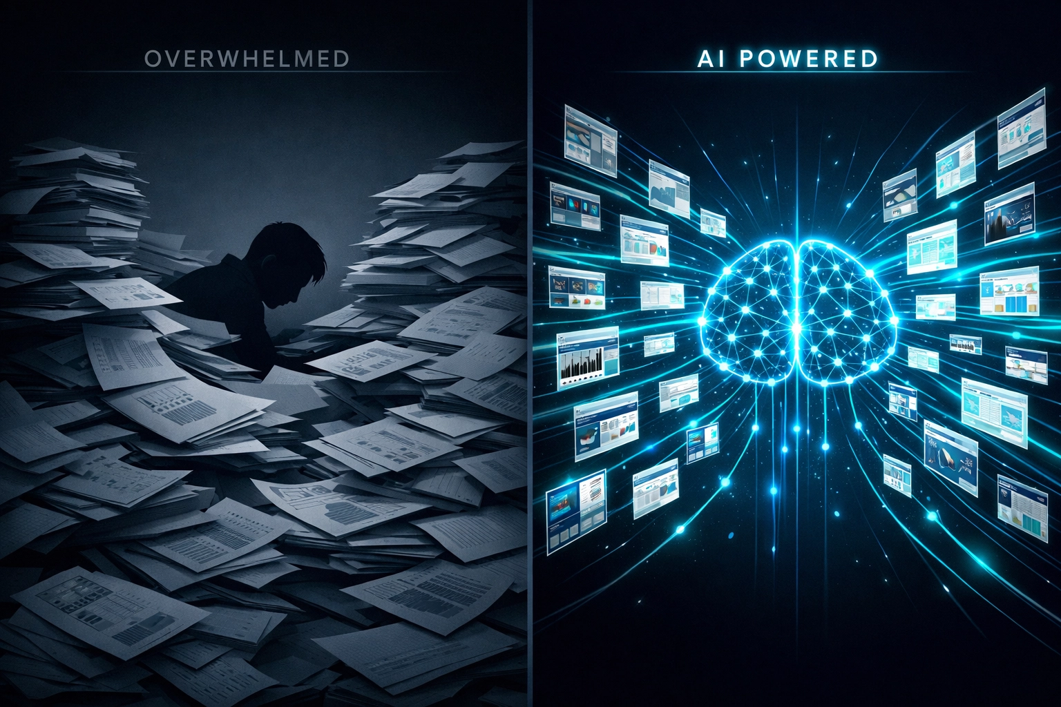 Comparison of manual SEO audits versus AI automation analyzing hundreds of pages simultaneously