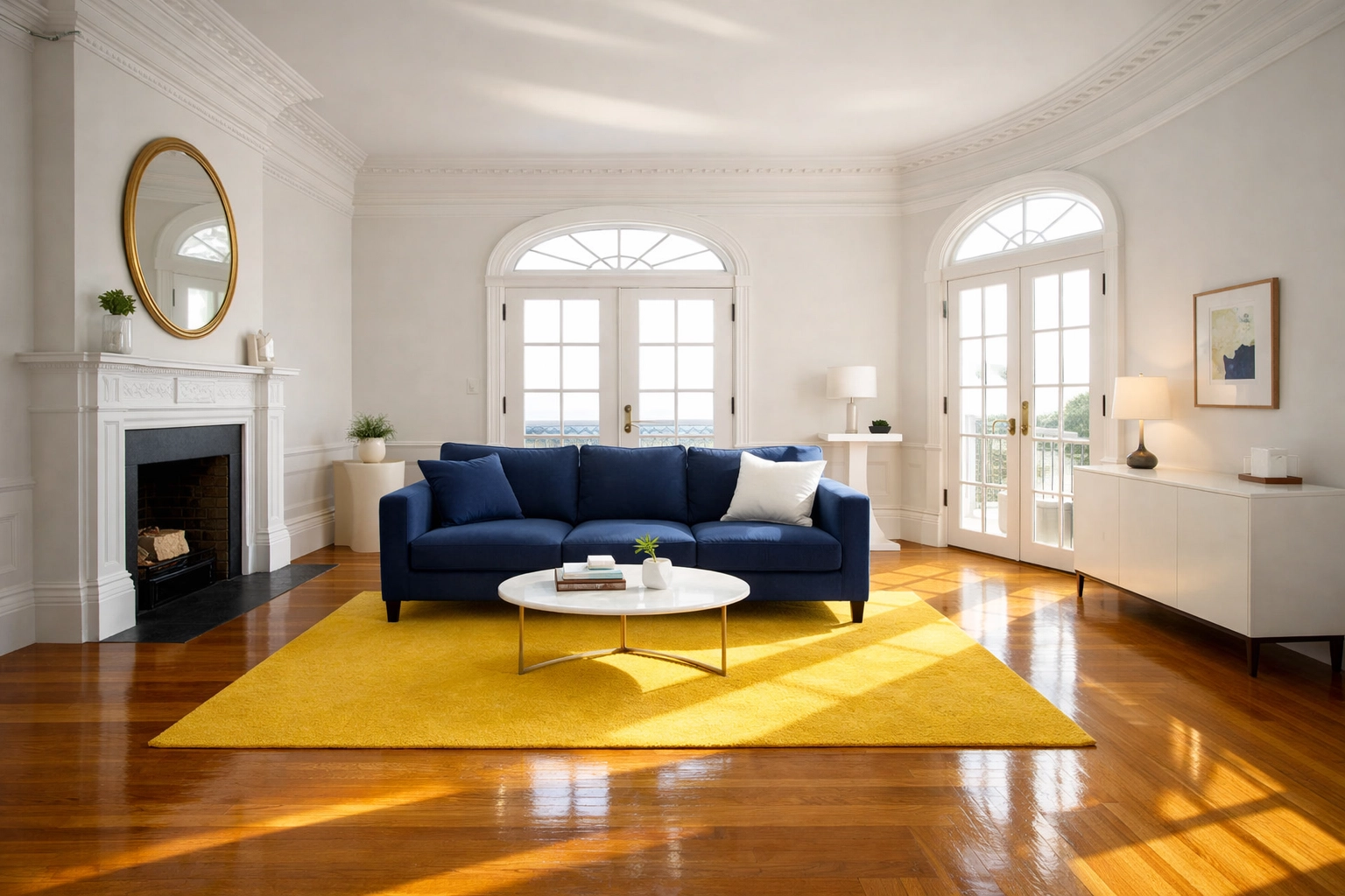 A perfectly organized and decluttered living room in a Belvidere home after professional house cleaning.