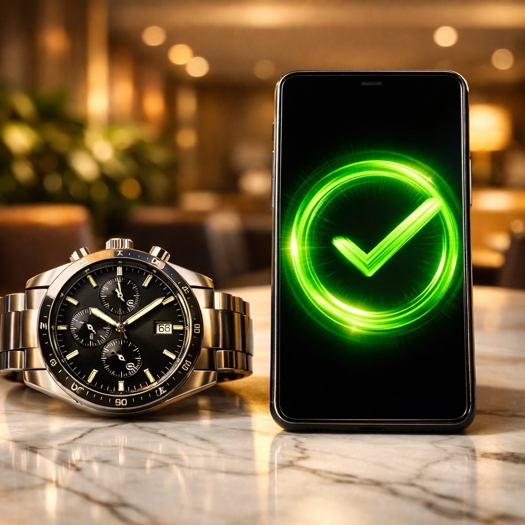 Close-up of a watch and smartphone symbolizing same day business funding speed and efficient capital access.