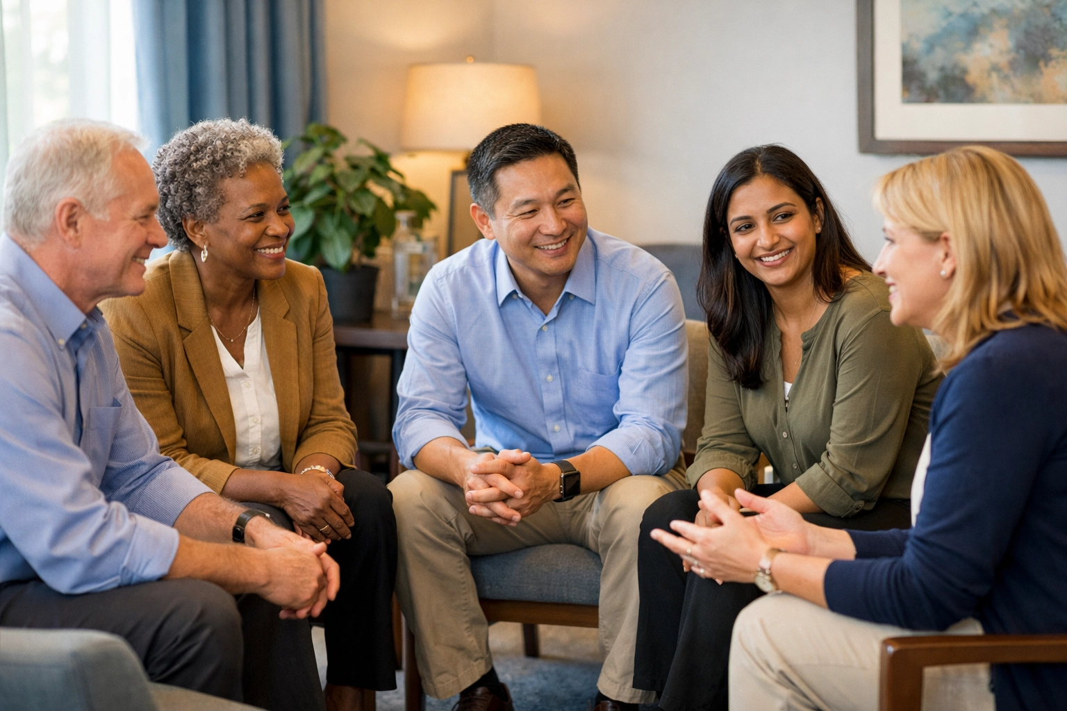 Healthcare leaders in executive resilience coaching peer support session