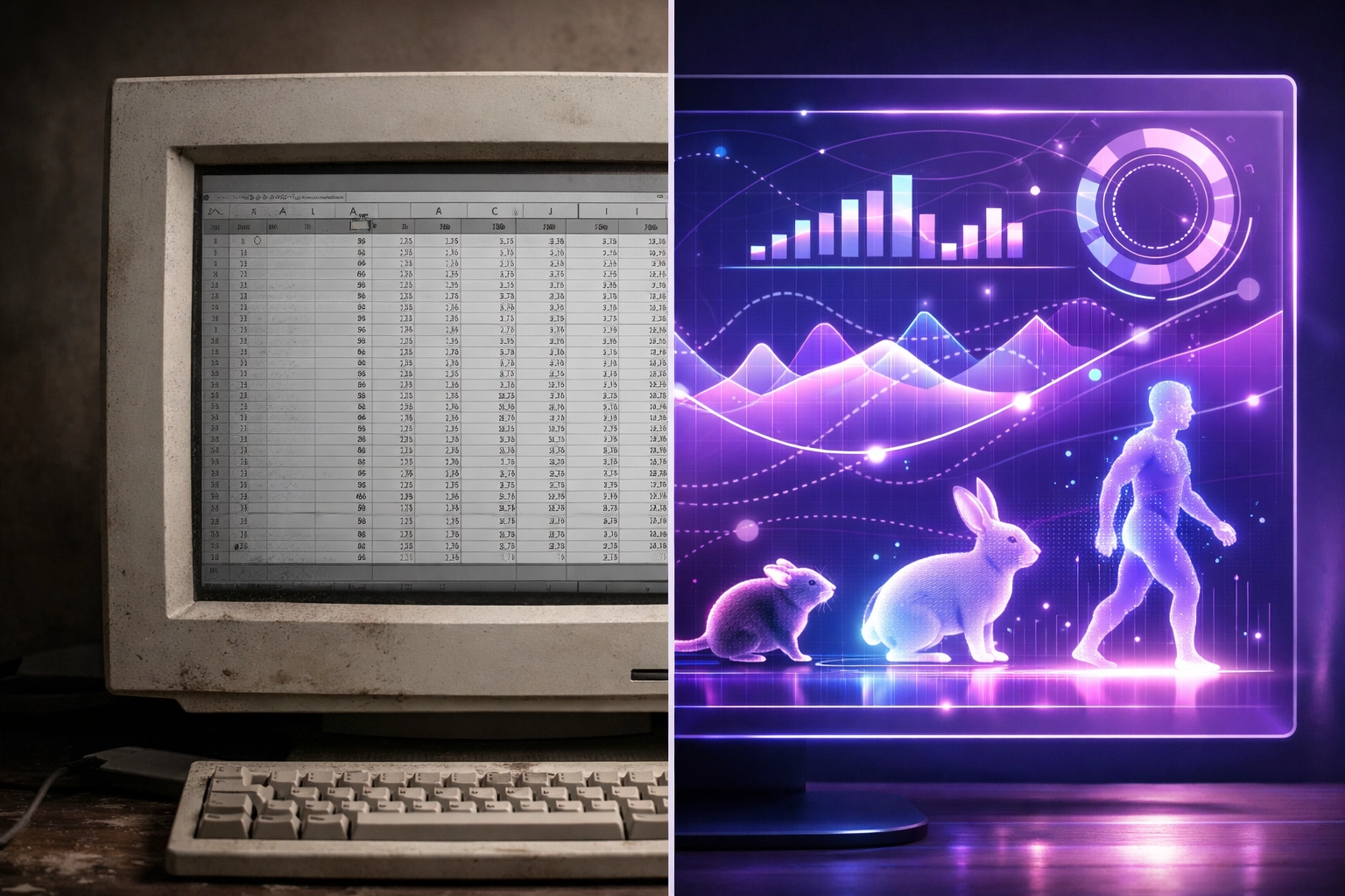 Comparison of static animal management system versus modern dynamic software with real-time data visualization