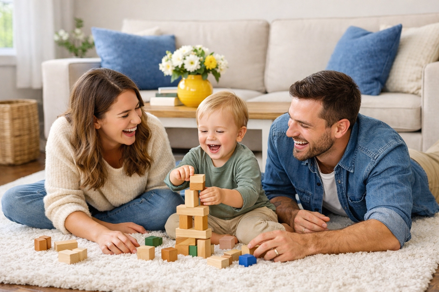 Family relaxing in a pristine home using affordable house cleaning services in Newton.