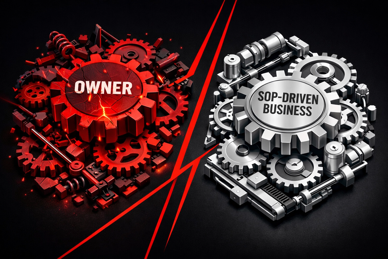 Comparing a chaotic owner-dependent business to a scalable, systematized operation for corporate buyers in Tampa.