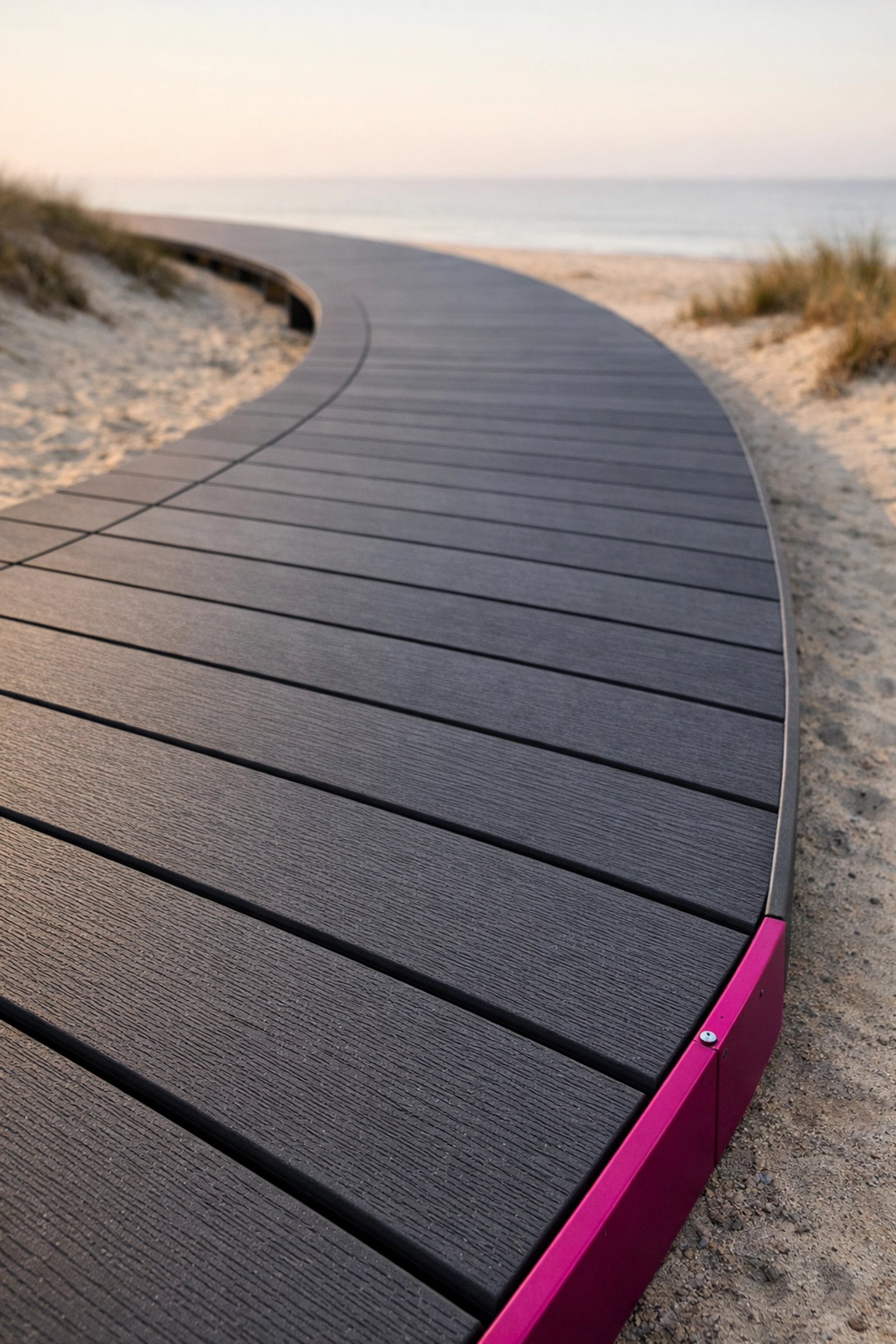 Modern recycled plastic boardwalk showcasing durable infrastructure materials from Australian manufacturers.