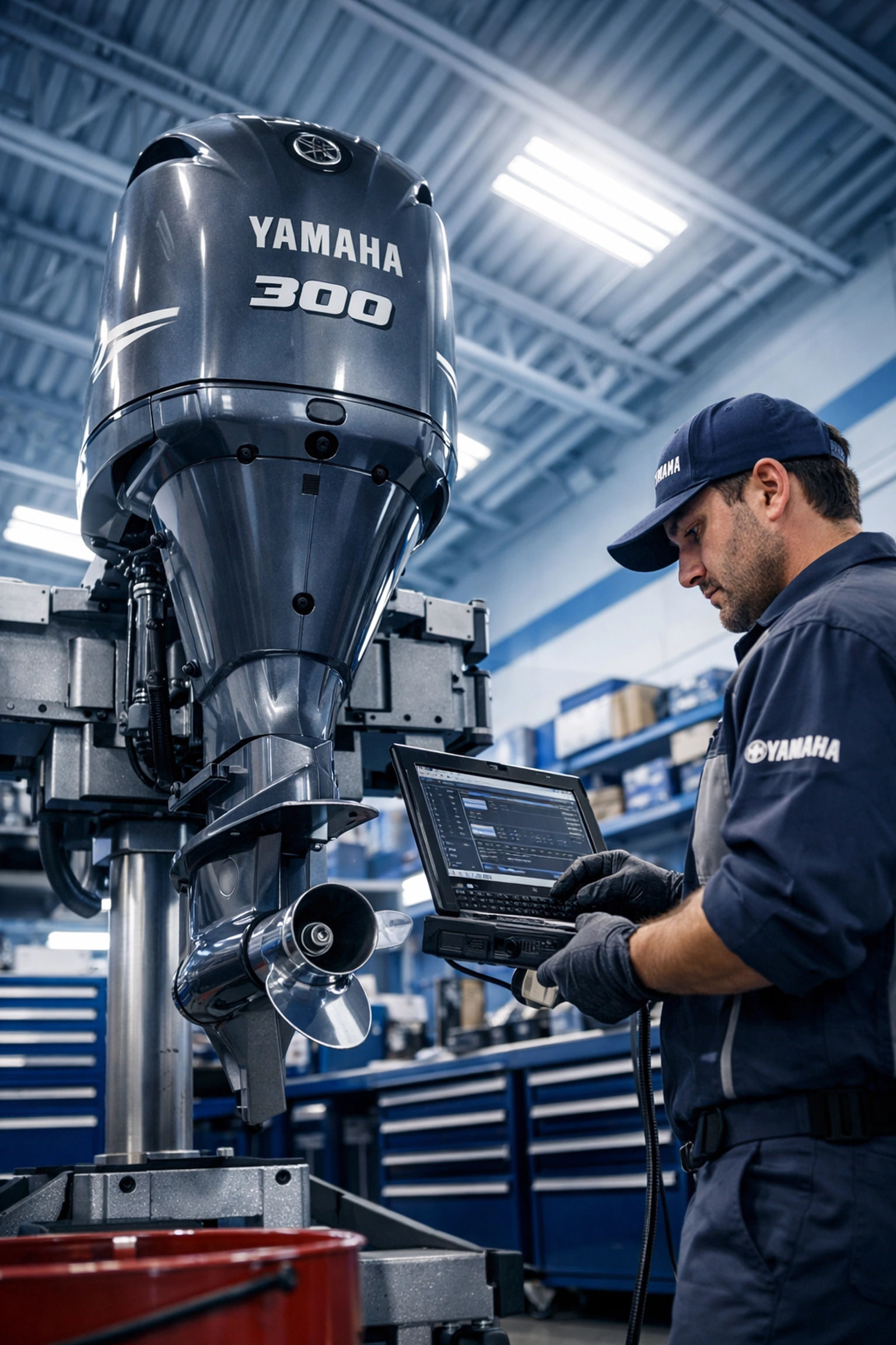 Yamaha outboard motor service at professional OKC boat repair center