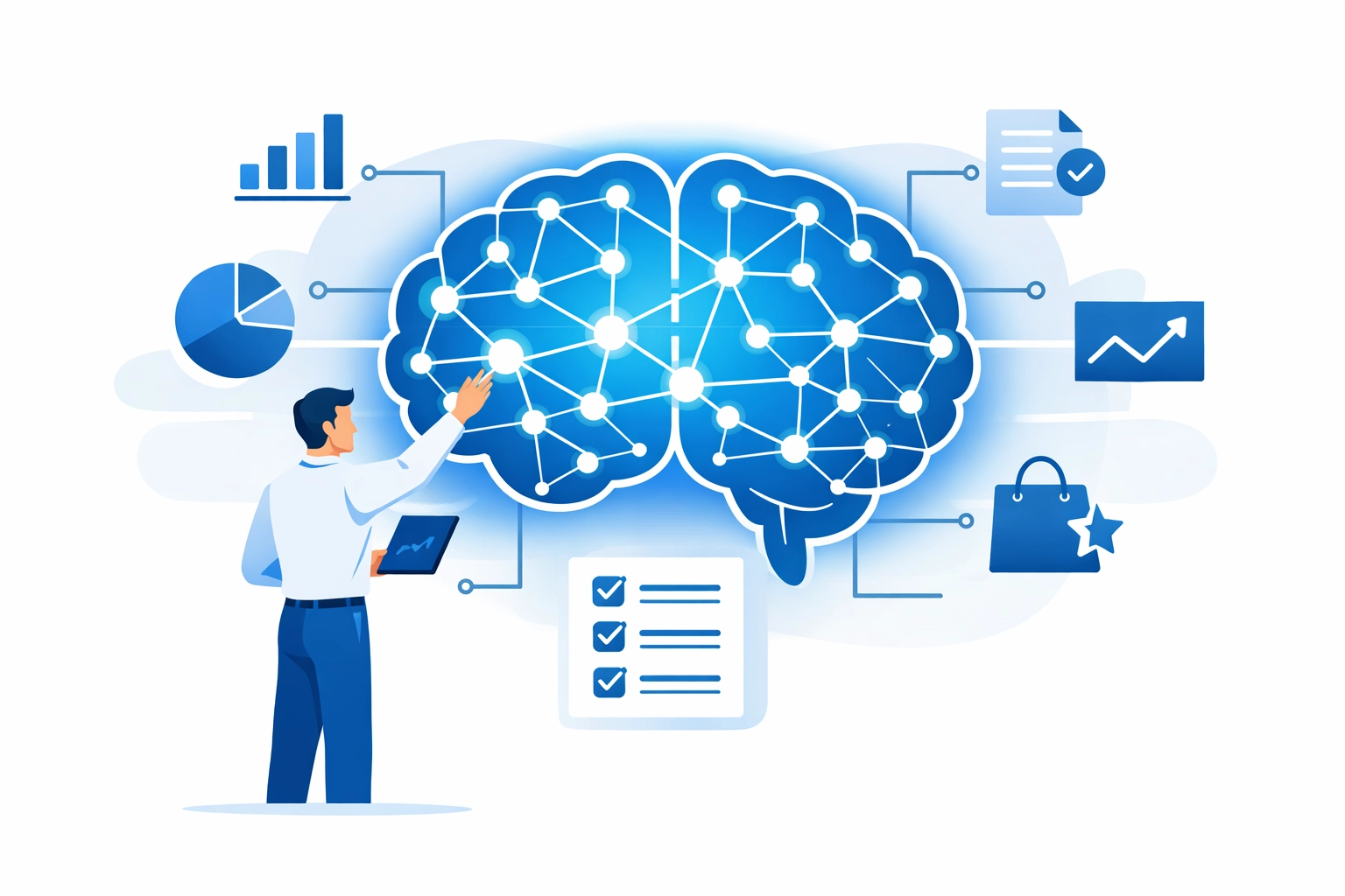 Digital illustration showing AI neural networks and Generative Engine Optimization for local brand authority.