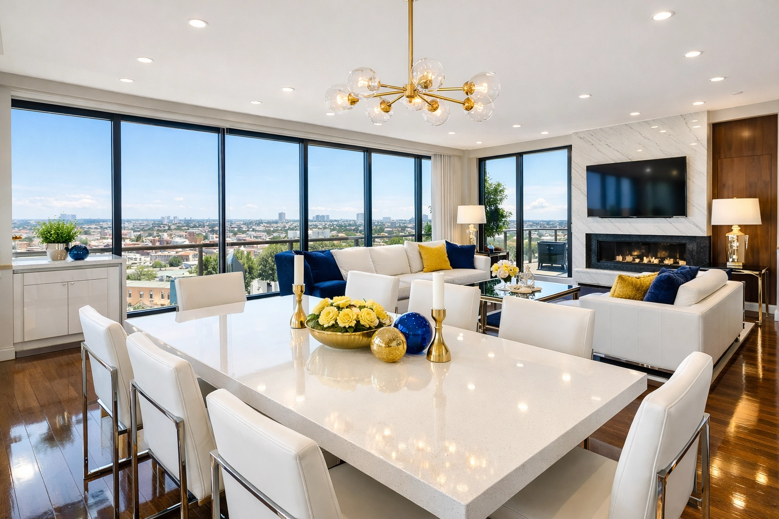 High-end maid service Somerville MA results in a pristine, gleaming open-concept penthouse home.