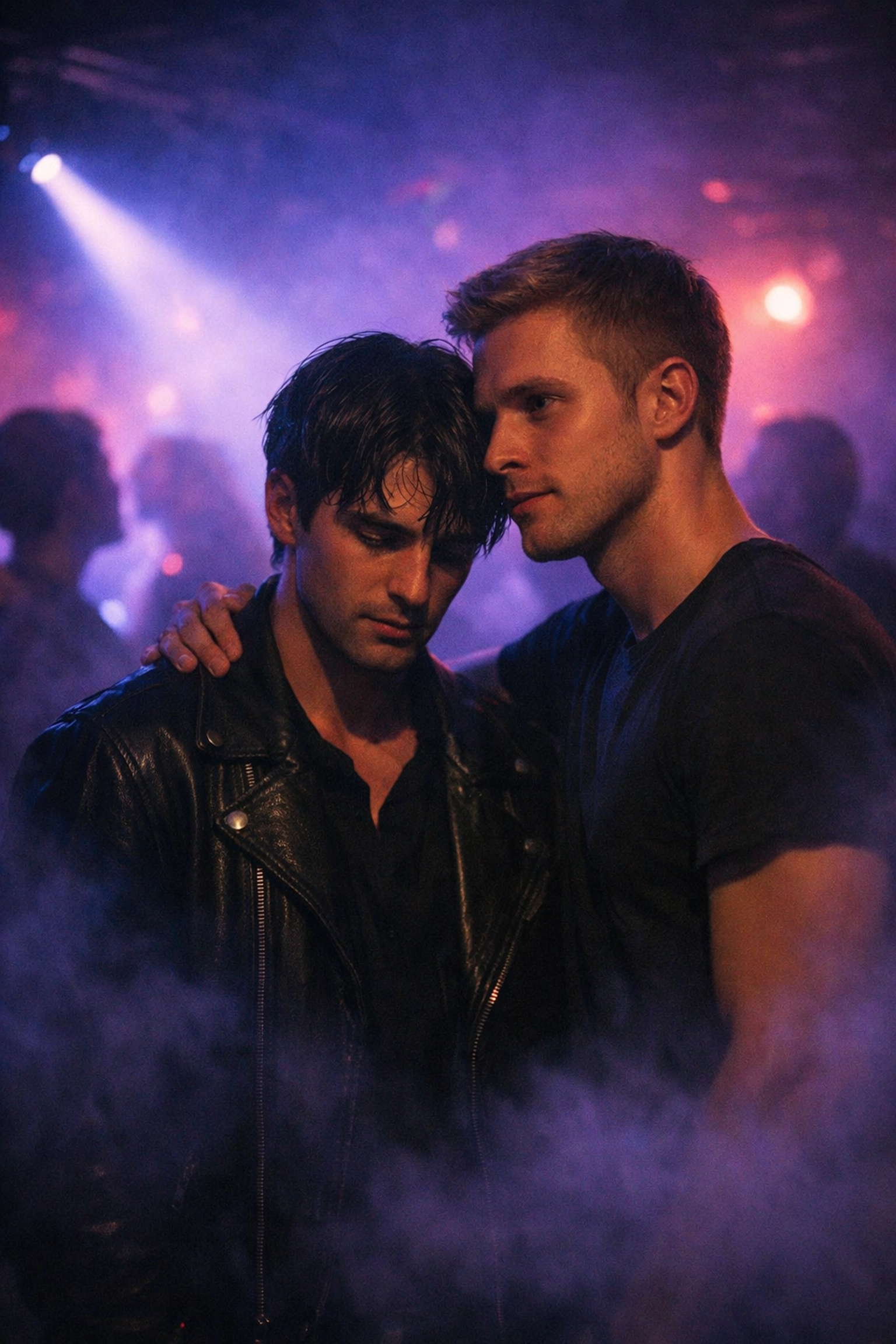 Two men connect in underground nightclub with neon lights - MM romance book The Ultimate High 2026