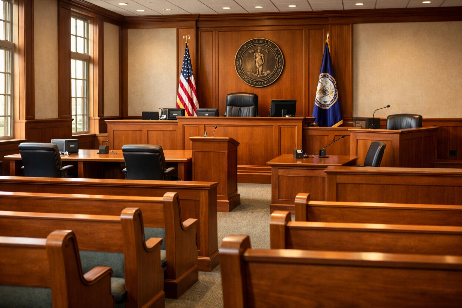 Fredericksburg Virginia courtroom interior for family law trial proceedings