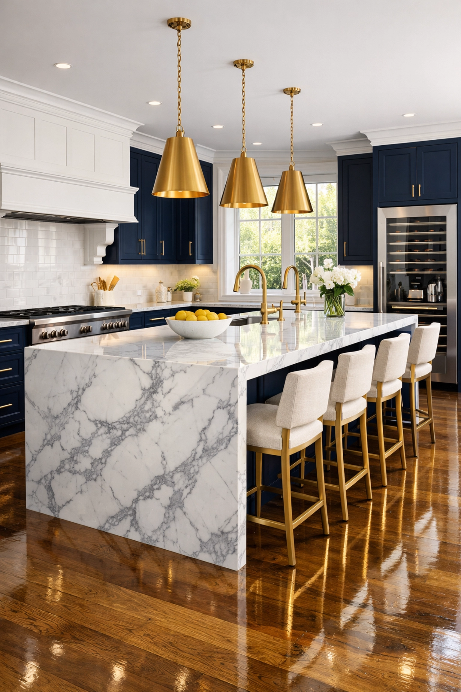 Pristine marble kitchen in a Dover home after professional residential cleaning Massachusetts services.