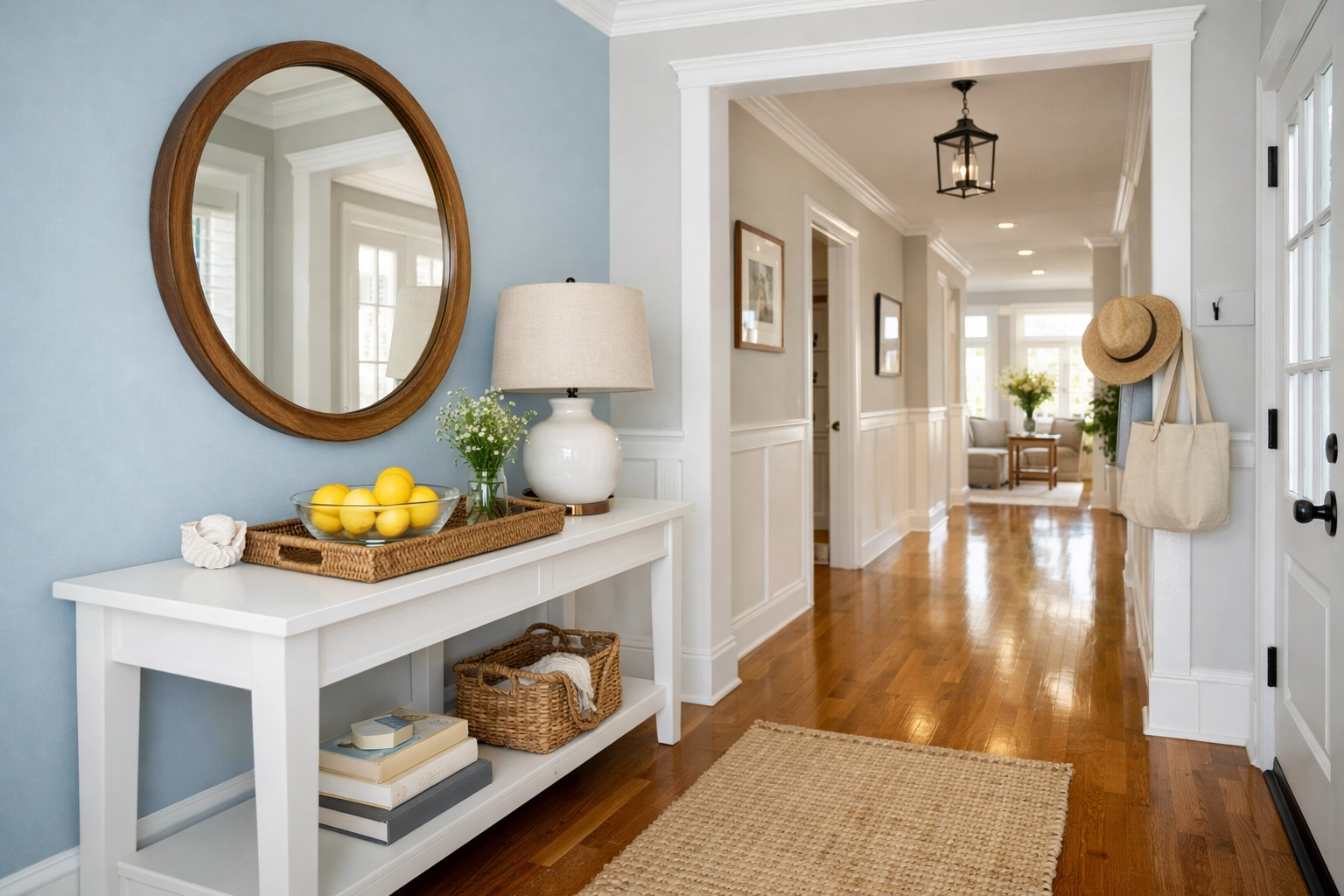 Bright home entryway with sparkling floors, reflecting professional house cleaning Sterling MA value.