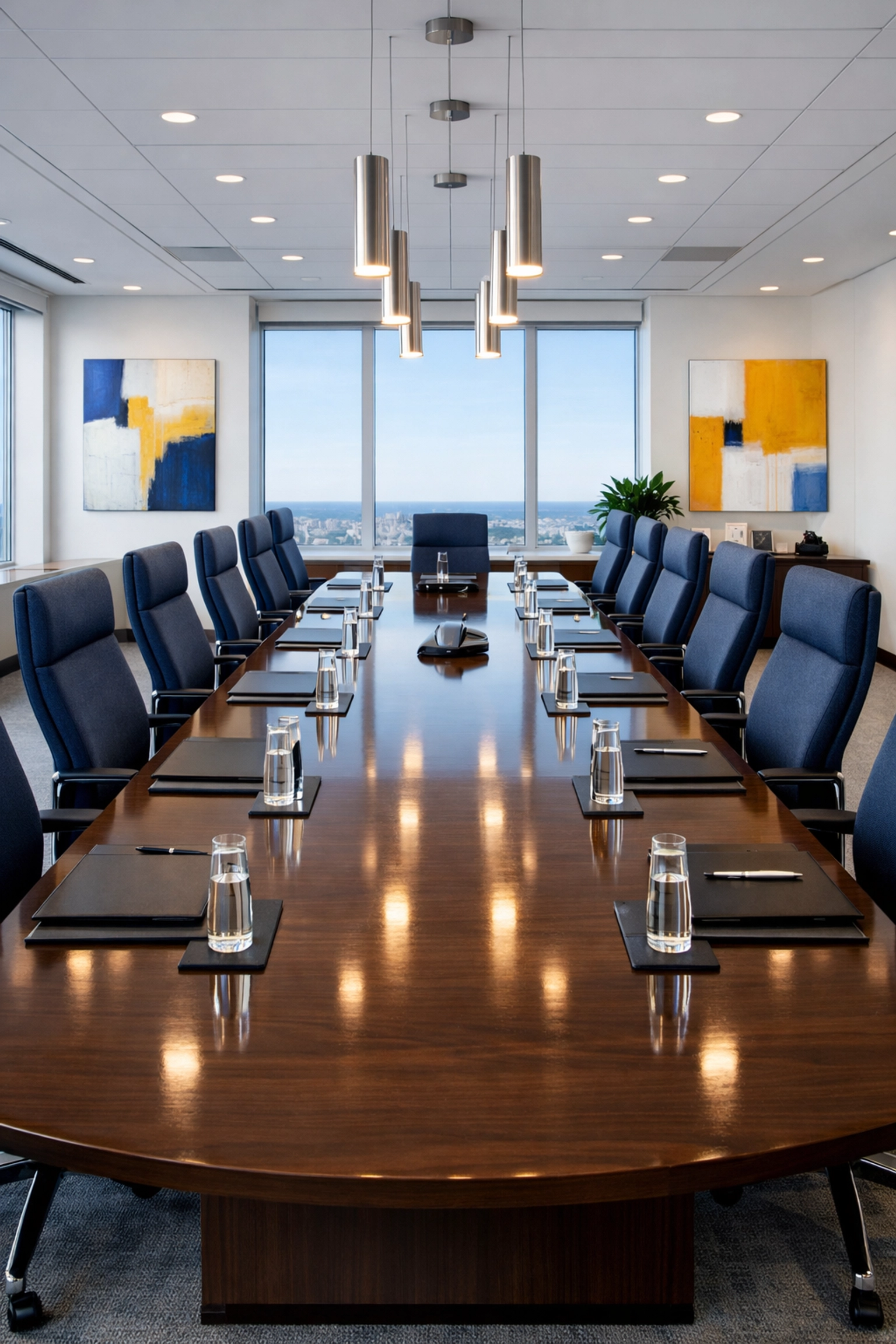 Sanitized and organized executive boardroom in Needham, MA, maintained by expert commercial cleaning services.