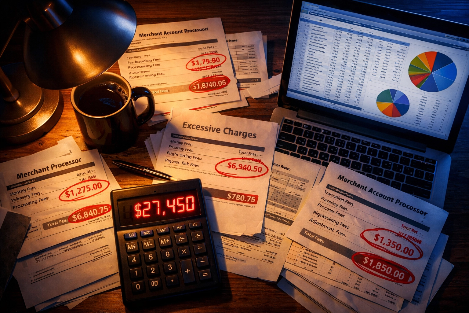 Merchant desk audit revealing high interchange fees and payment processing costs
