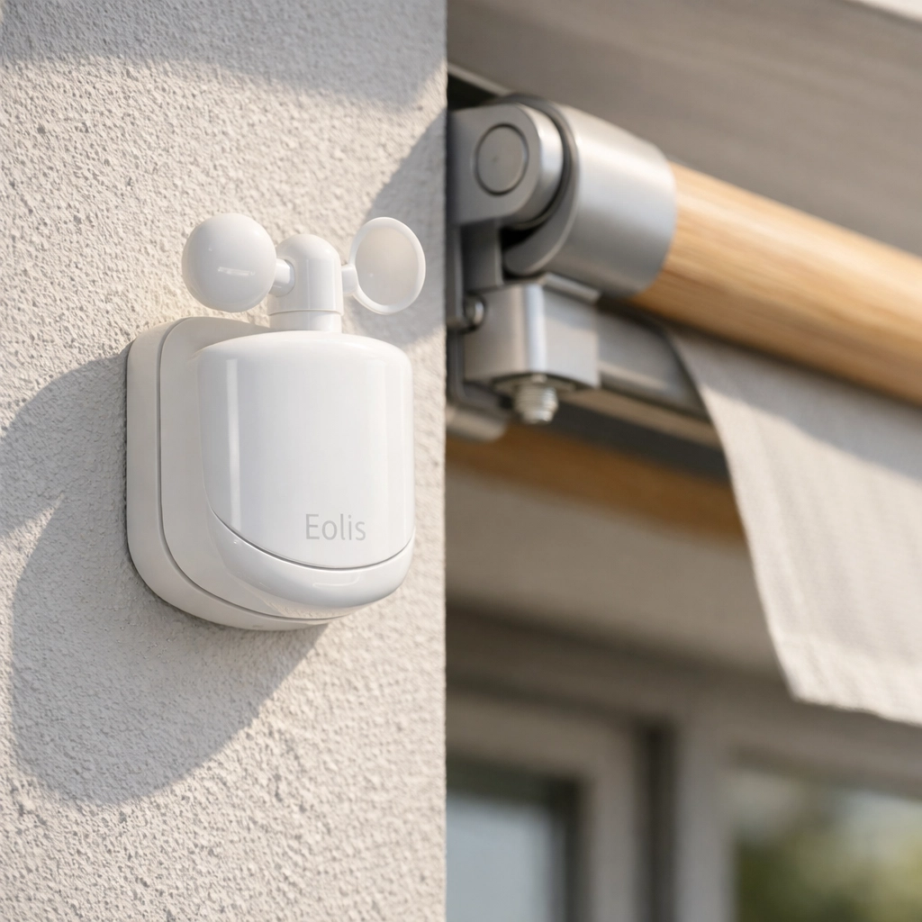 Moderner Windsensor zur automatischen Steuerung einer elektrischen Markise.