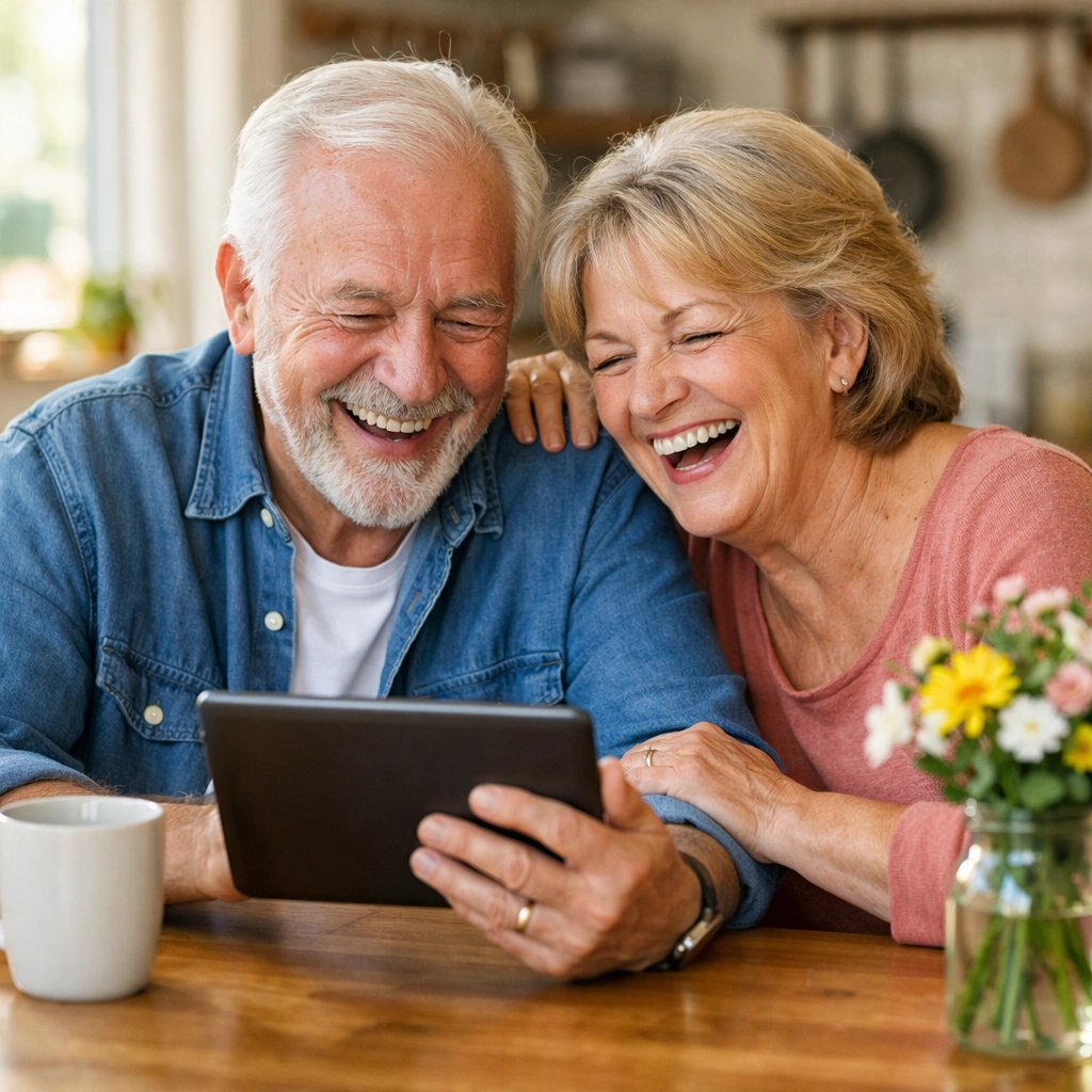 Relieved senior couple in Ohio and Texas enjoying peace of mind with no-medical-exam burial insurance.