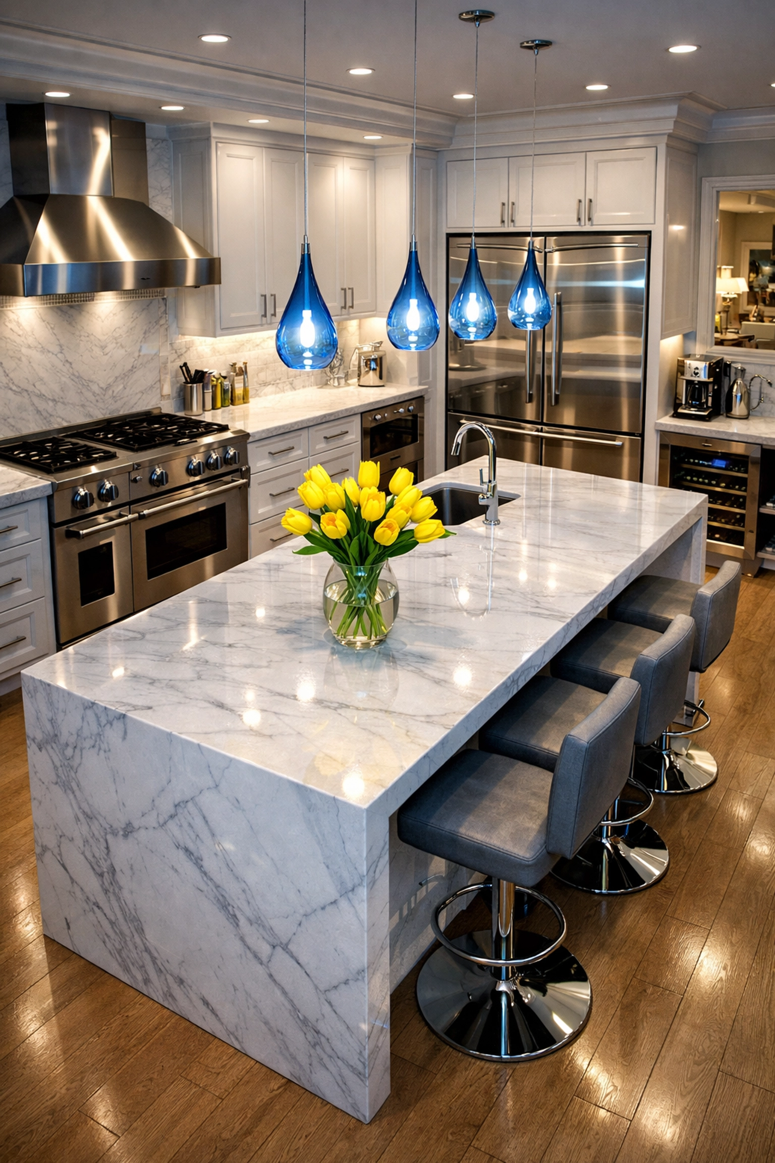 Gleaming luxury kitchen with polished surfaces from professional Deep Cleaning in Medfield services.