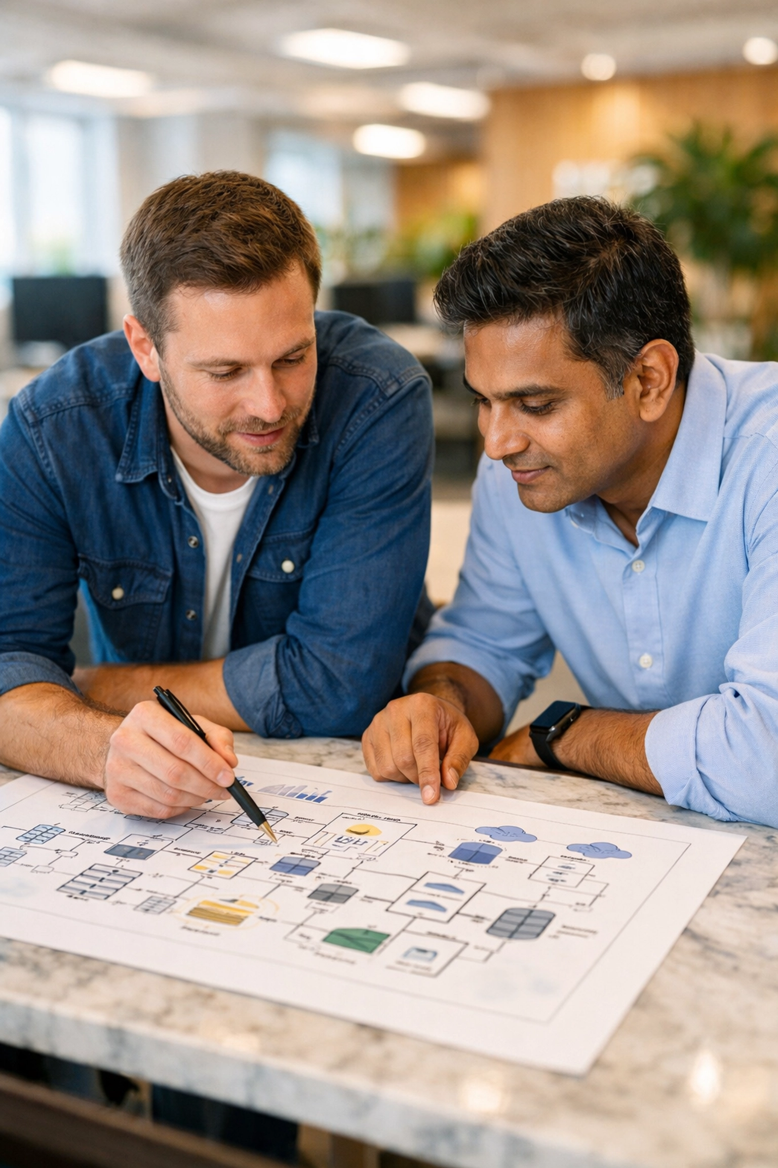 Experts reviewing a ServiceNow implementation roadmap to prevent technical debt and optimize workflows.