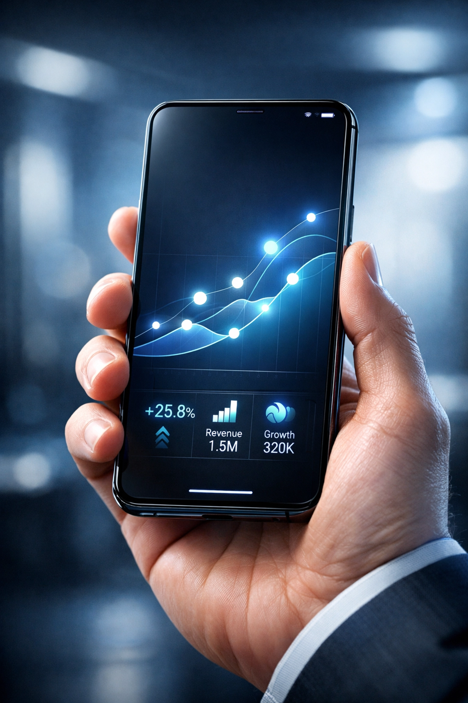 Mobile business dashboard tracking performance metrics for jewelry shop operational efficiency.