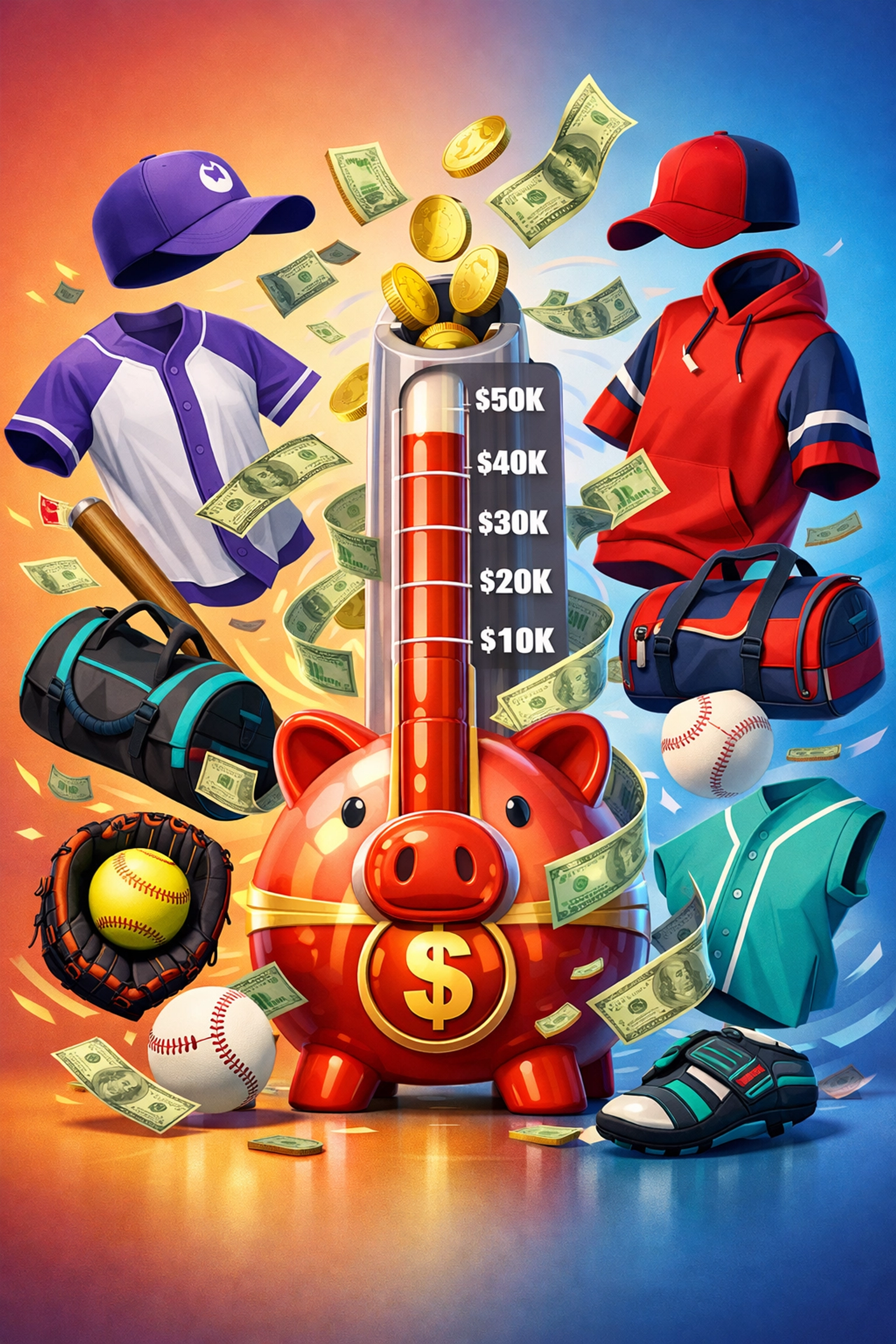 Baseball and softball team fundraising success with custom gear and apparel sales