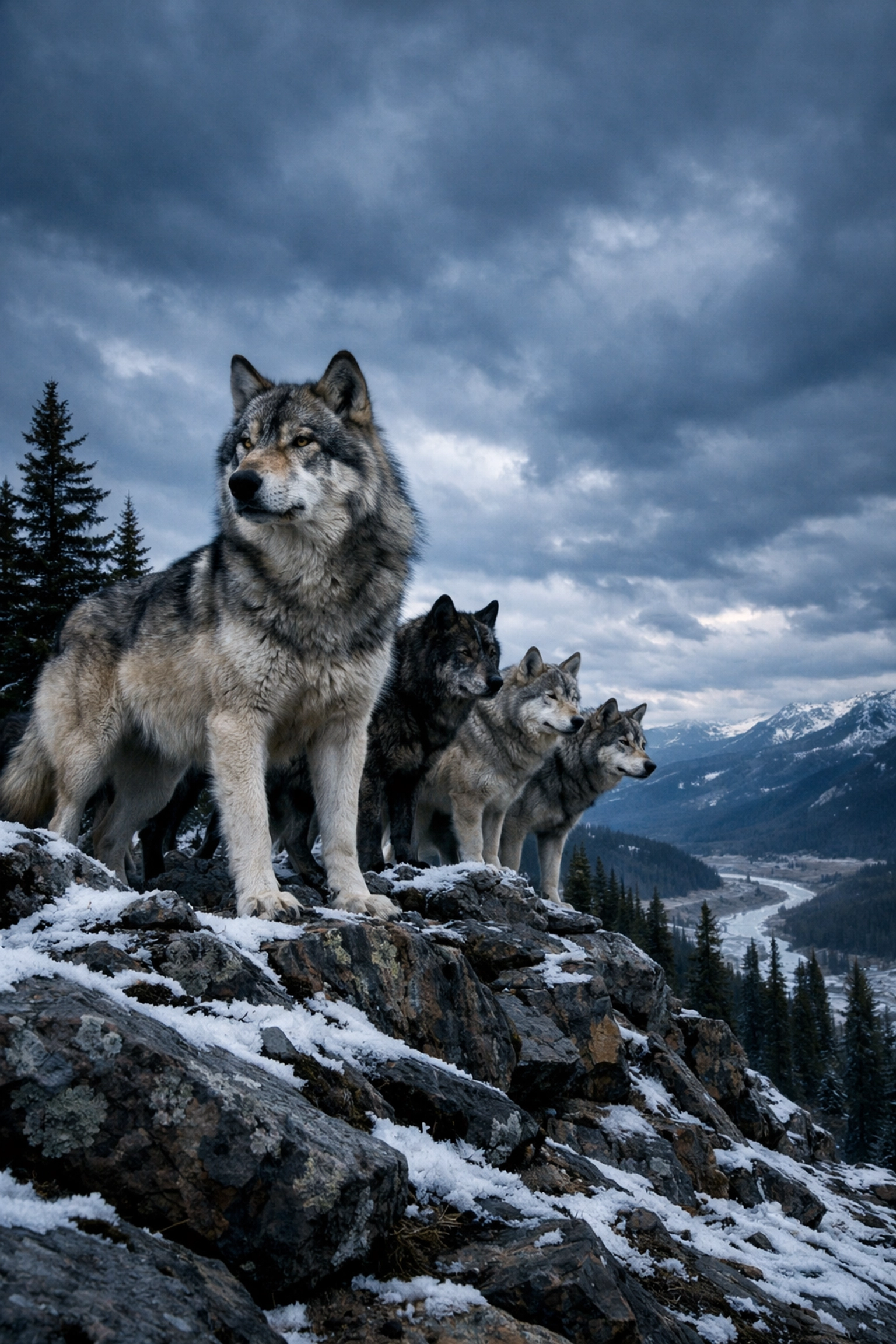 A wolf pack in Yellowstone demonstrates leadership and social dynamics during a conservation student trip.