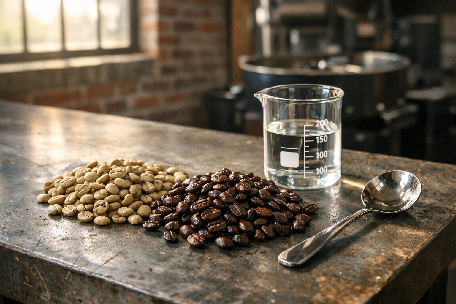 Specialty-grade coffee beans being lab-tested for purity at the Peacemaker roasting facility.