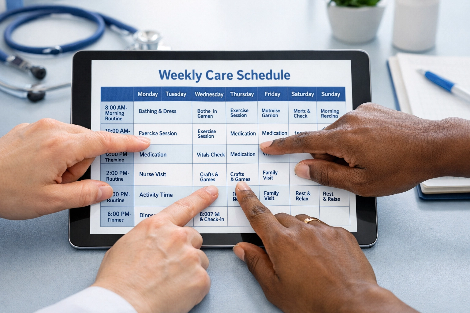 Adjustable care schedule showing flexible private pay home care planning