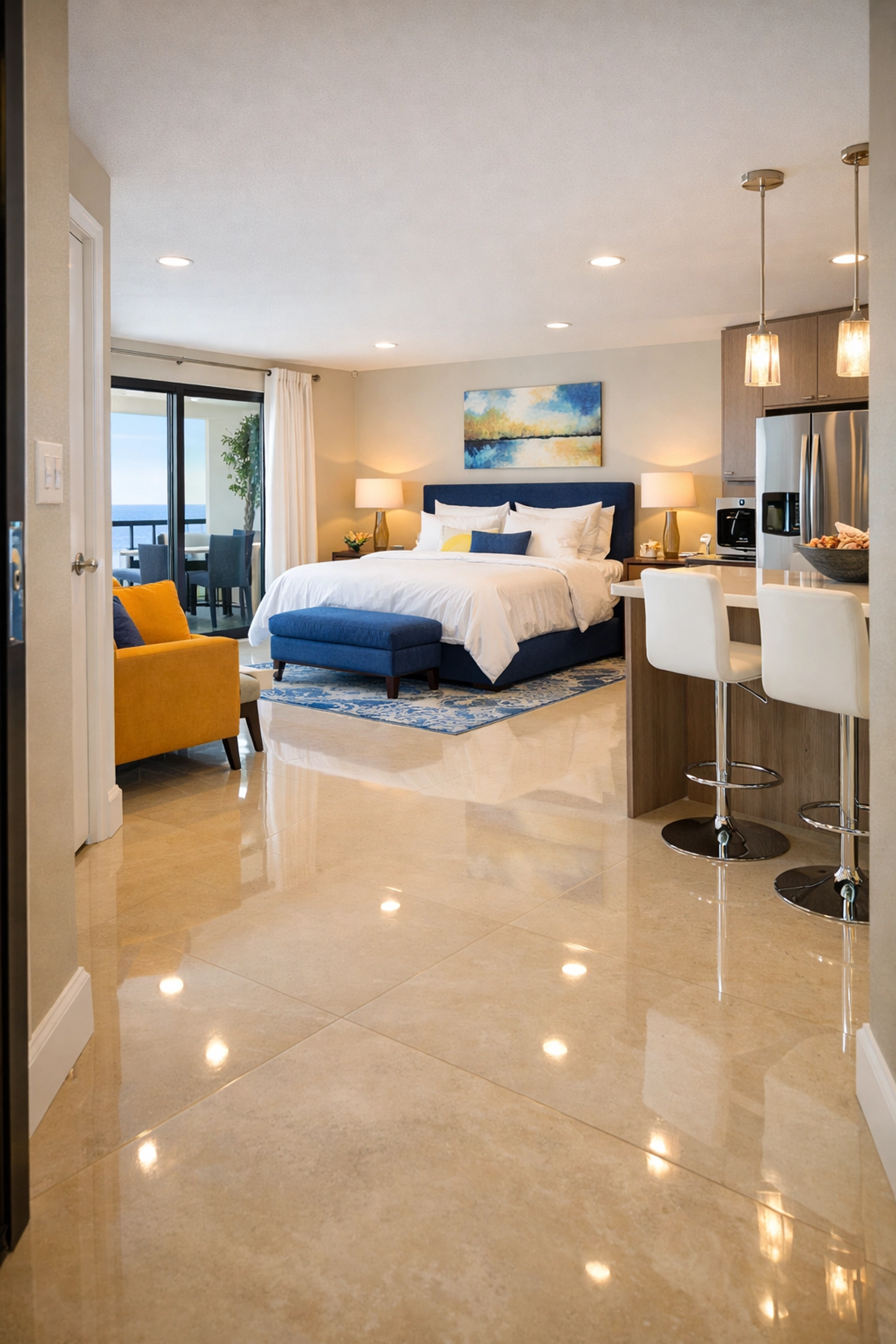 Freshly cleaned open-concept apartment from a residential maid service for apartments near me.