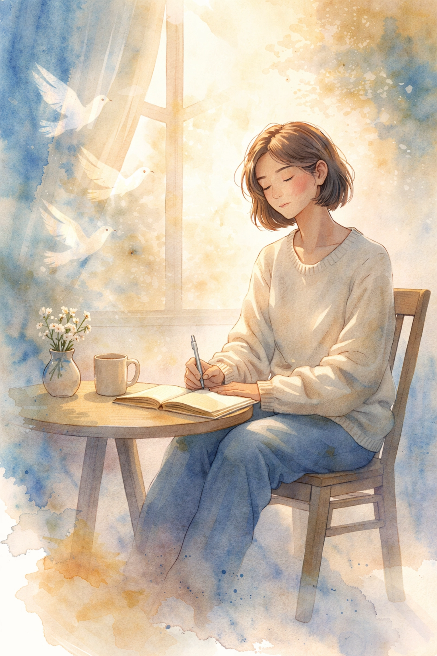 Watercolor illustration of a leader reflecting alone, symbolizing emotional health and spiritual leadership growth