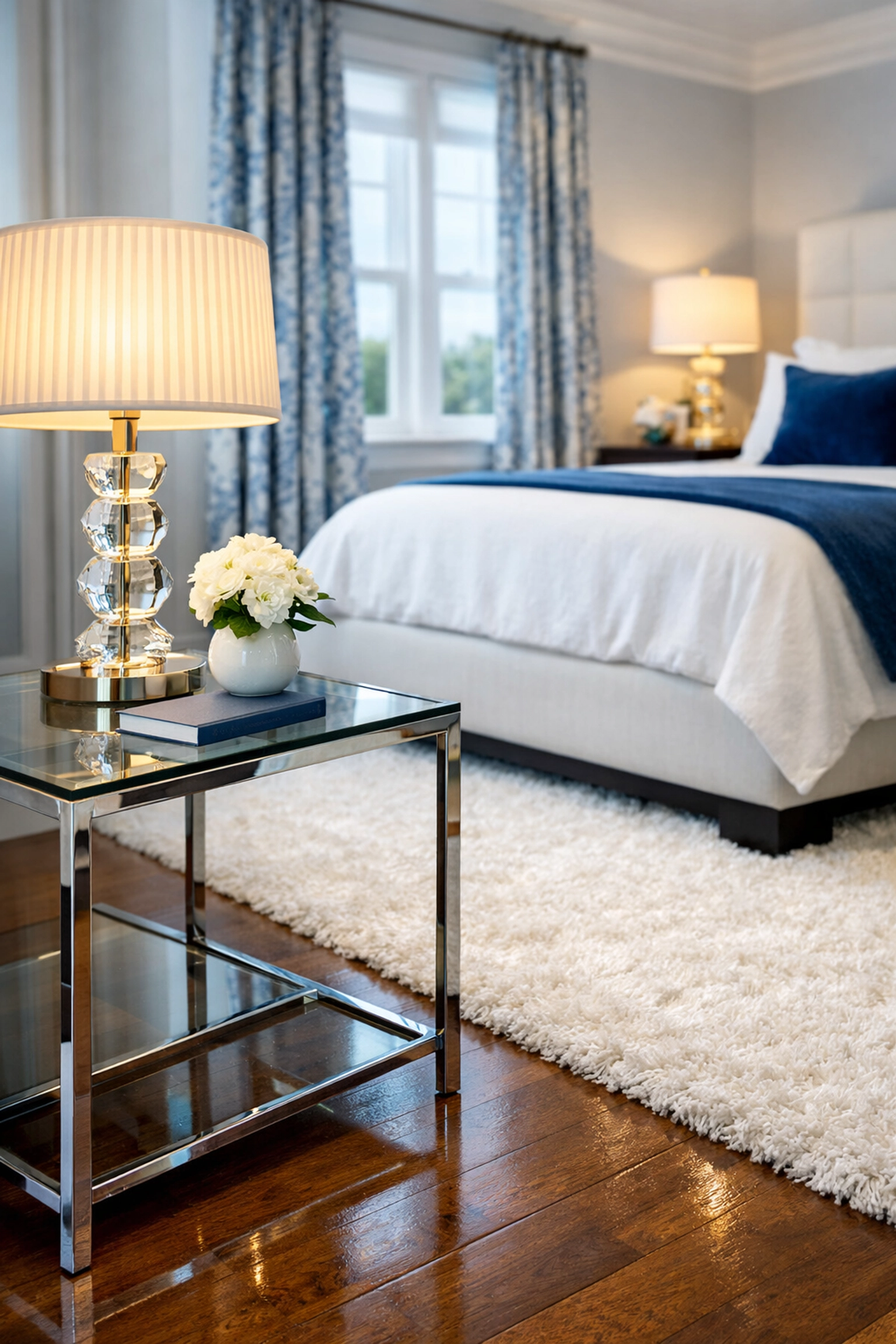 Clean master bedroom with polished hardwood floors from residential cleaning Massachusetts expertise.