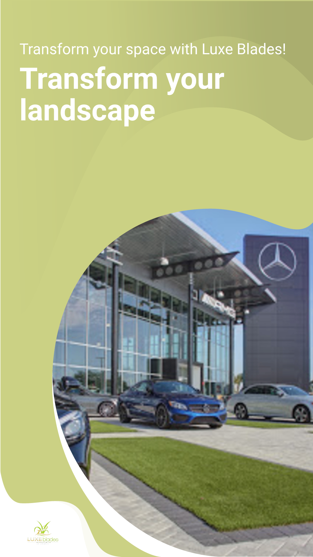 Luxe Blades Premium Artificial Turf at Mercedes Benz Dealership