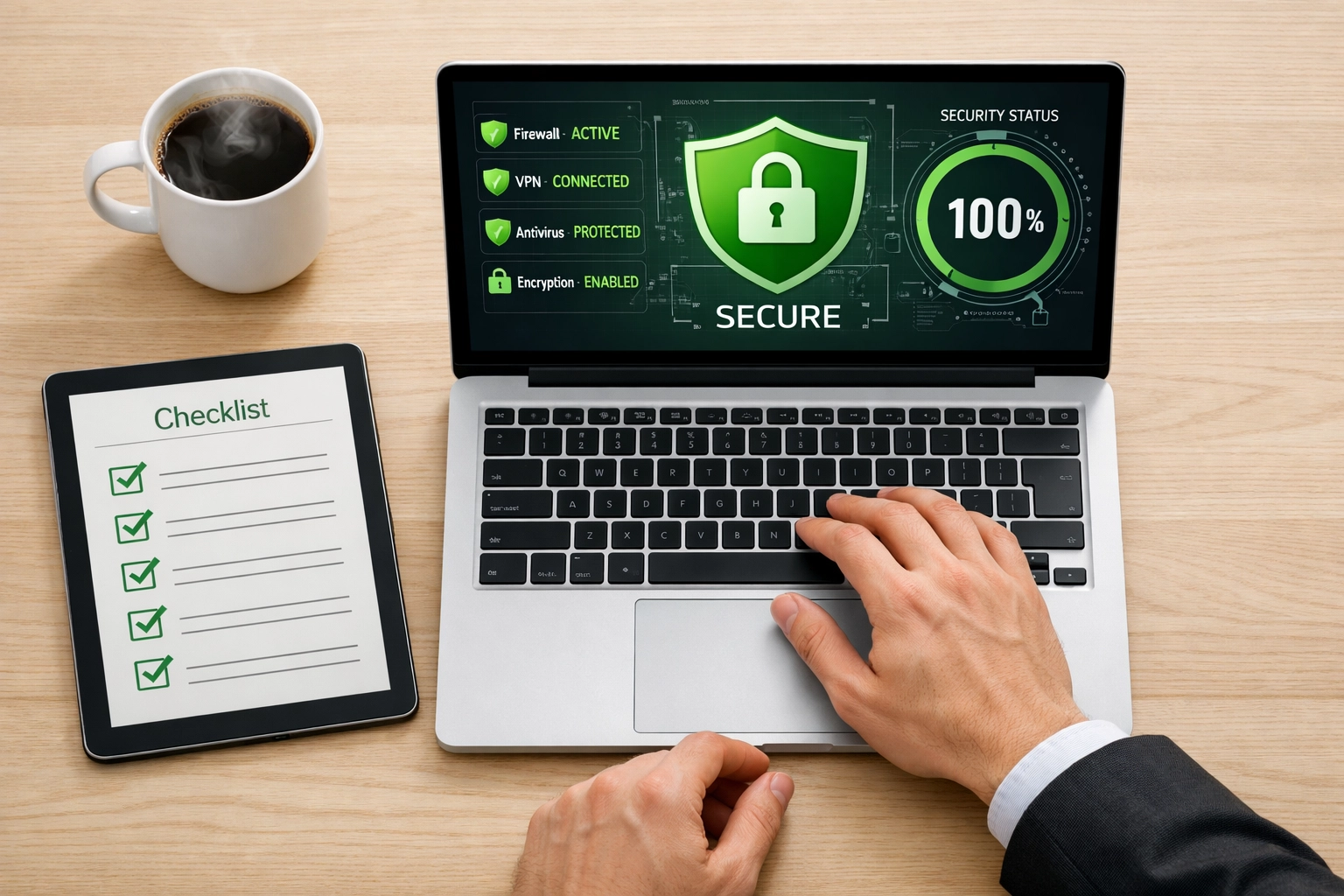 Monitoring ServiceNow security compliance and ITAM data on a laptop in a modern office setting.