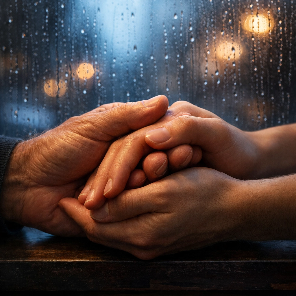 Two men holding hands representing comfort and emotional connection in LGBTQ relationships