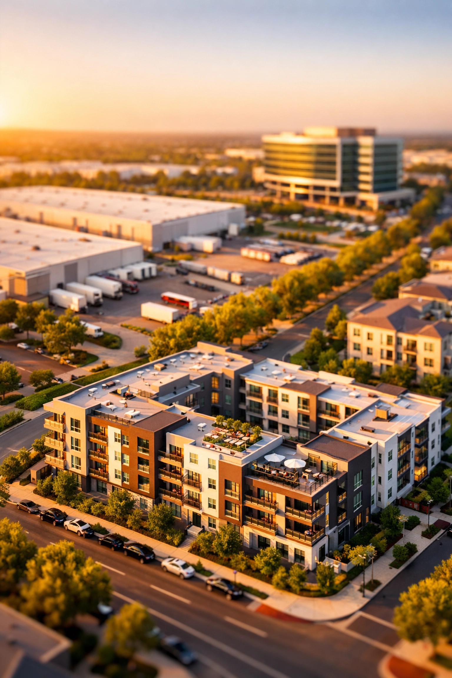 Diverse real estate portfolio with multifamily, industrial, and commercial properties