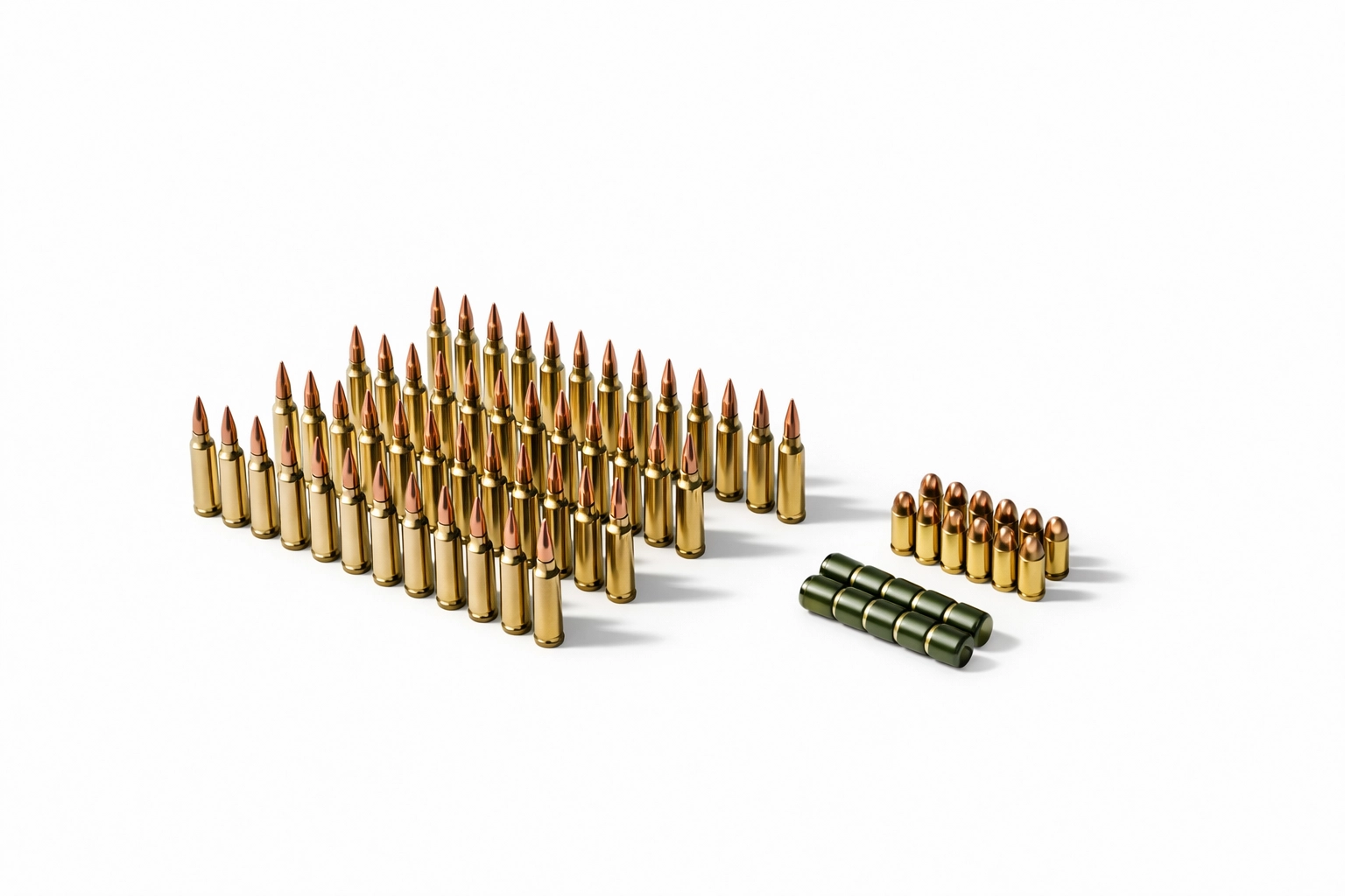 Military ammunition arranged in precise rows demonstrating Class 5 accountability standards