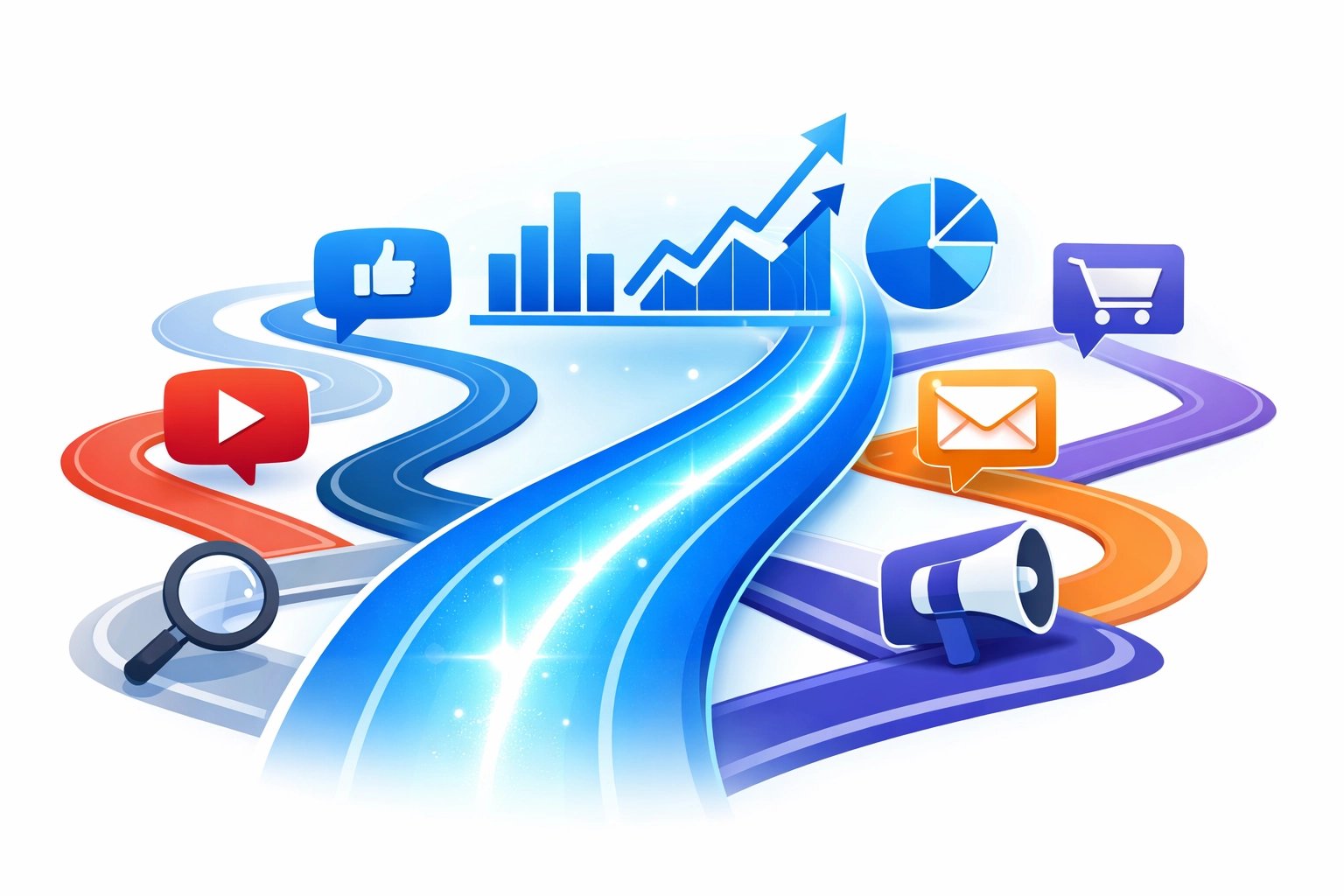 Digital marketing channels comparison with ROI performance metrics and analytics graphs