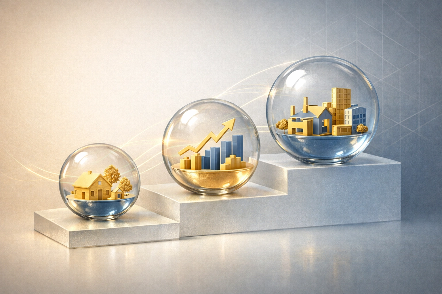 Multi-generational wealth transfer showing assets passing through three generations