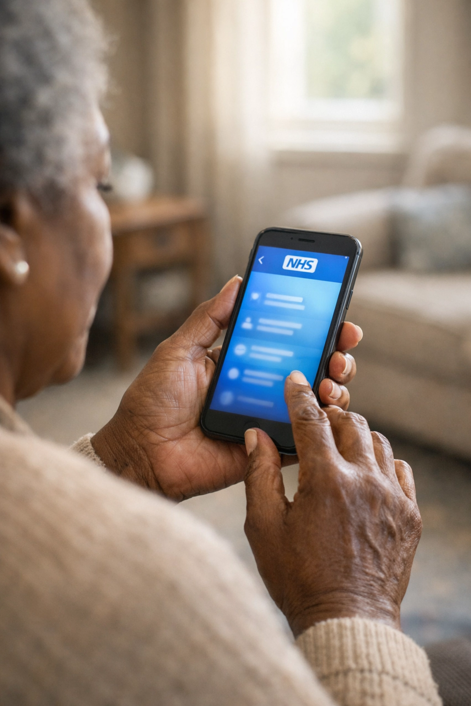 Patient using NHS App for digital respiratory care access