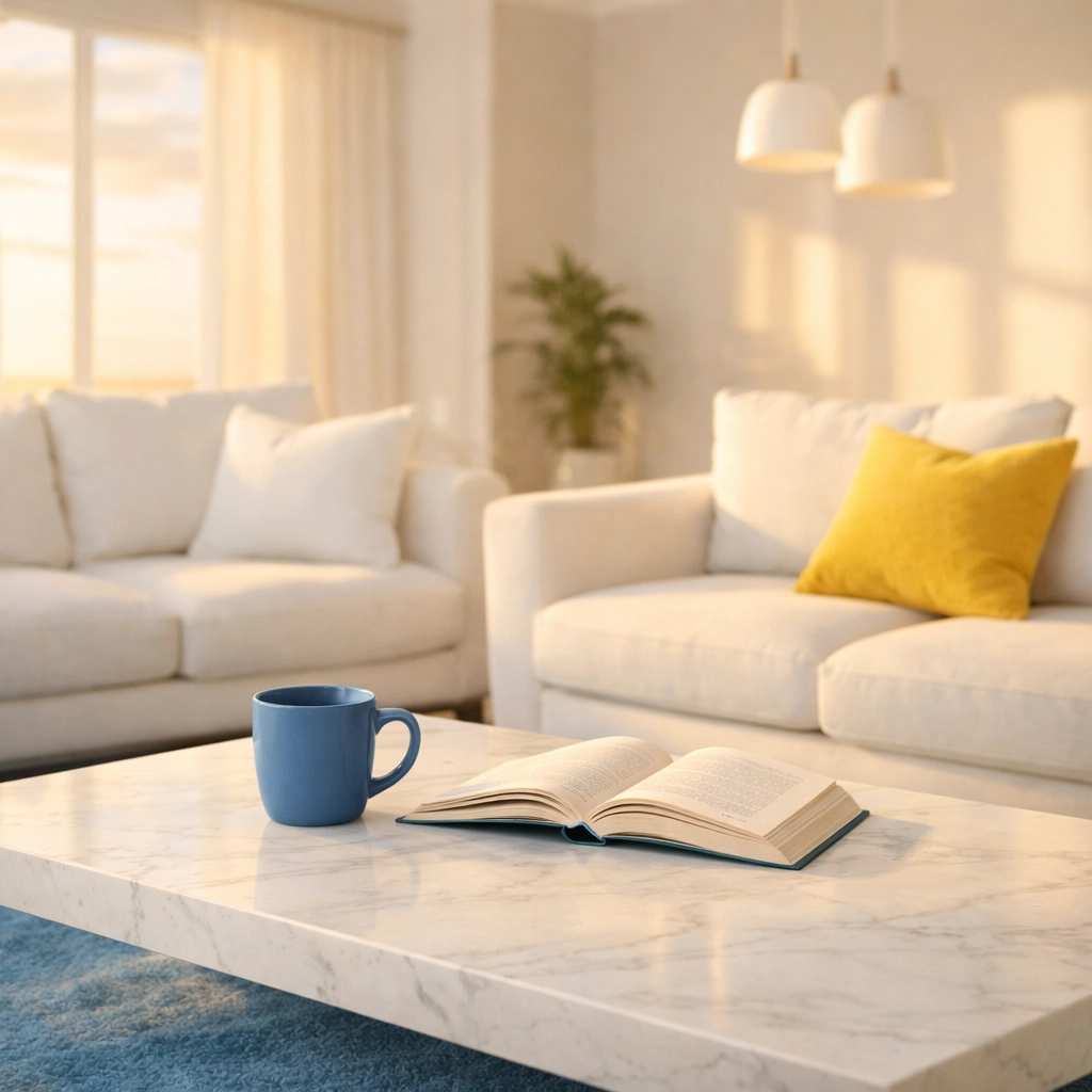A sun-drenched, dust-free living room featuring the results of a luxury house cleaning service in Westborough.