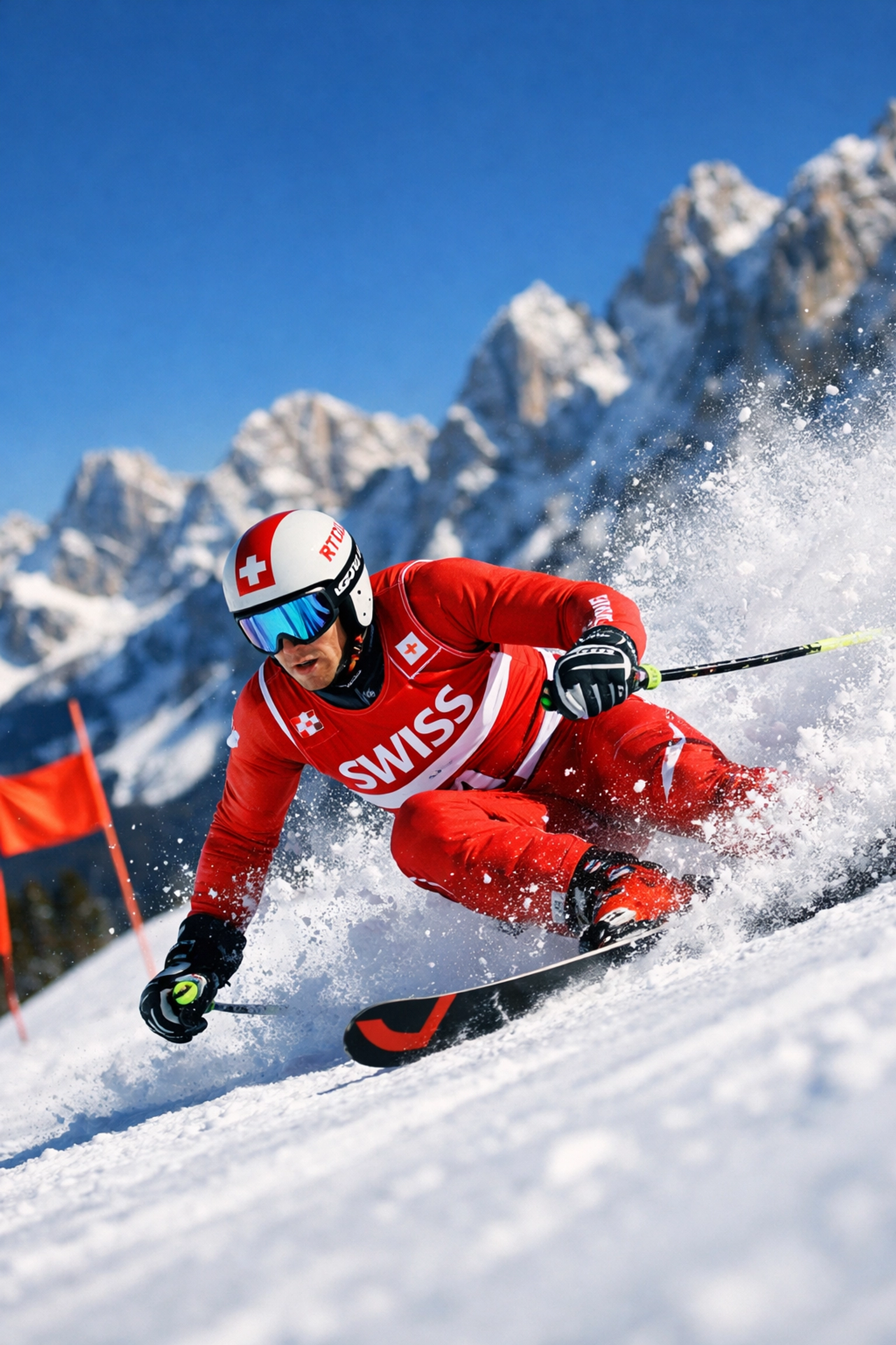 Schweizer Skifahrer beim Super-G in Cortina – Olympische Winterspiele 2026