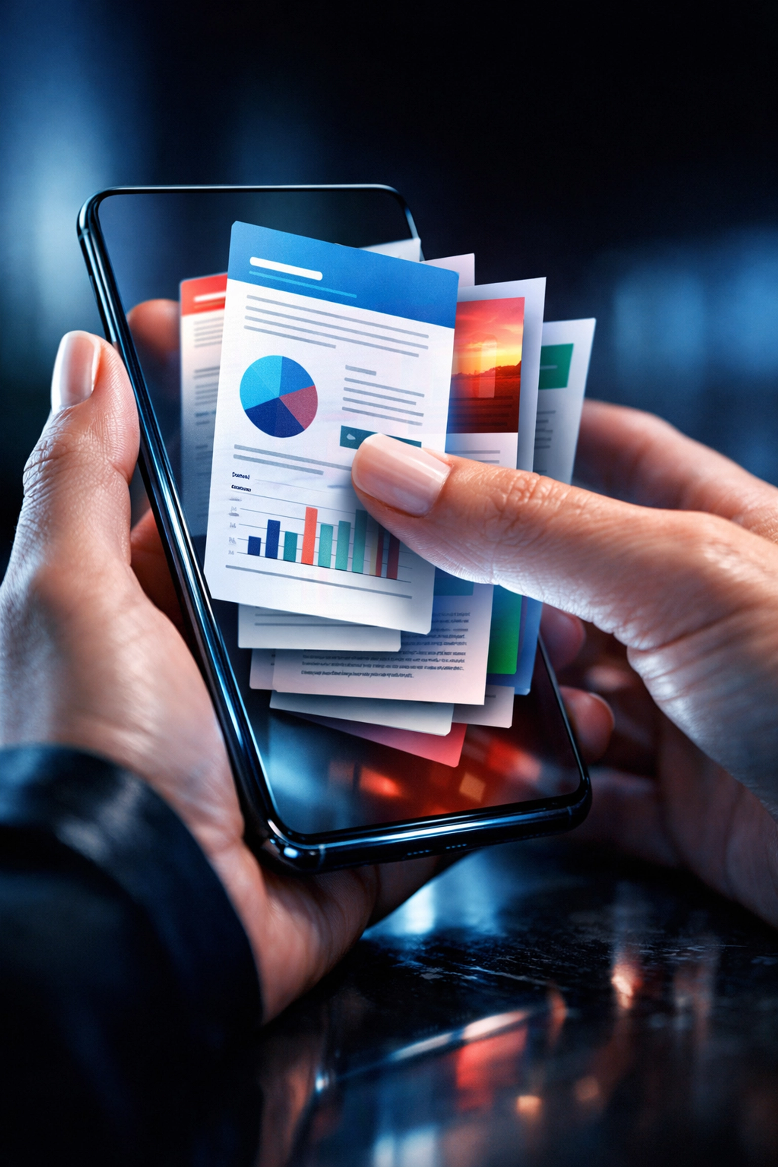 User swiping through a LinkedIn carousel post on a smartphone to increase engagement and profile visibility.